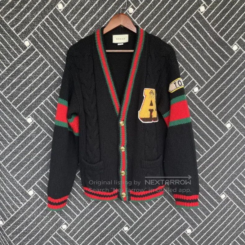 Gucci Gucci Red and green striped black knitted cardigan coat Size XS / US 0-2 / IT 36-38 - 1 Thumbnail