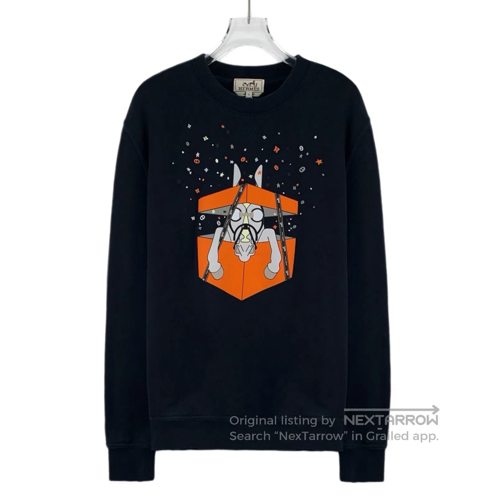 Hermes Hermes Black Star Cartoon Printed Cotton Crewneck Long Sle Size US S / EU 44-46 / 1 - 1 Thumbnail