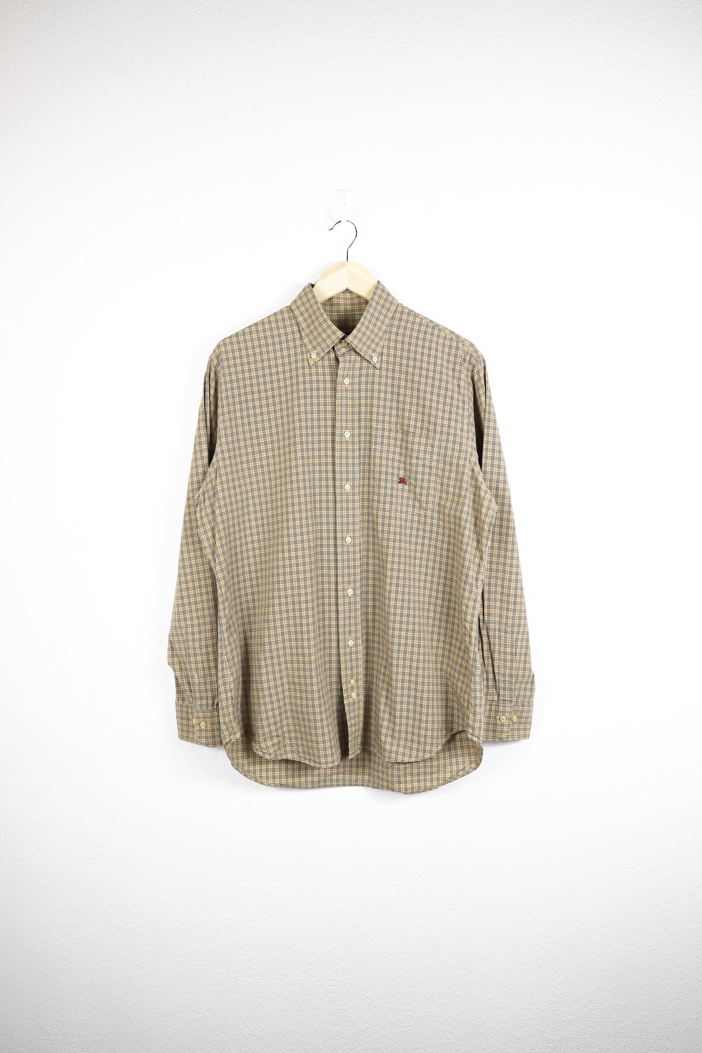 Burberry Vintage Burberry Knight Logo Biege Nova Check Oxford Shirt Size US XL / EU 56 / 4 - 1 Thumbnail