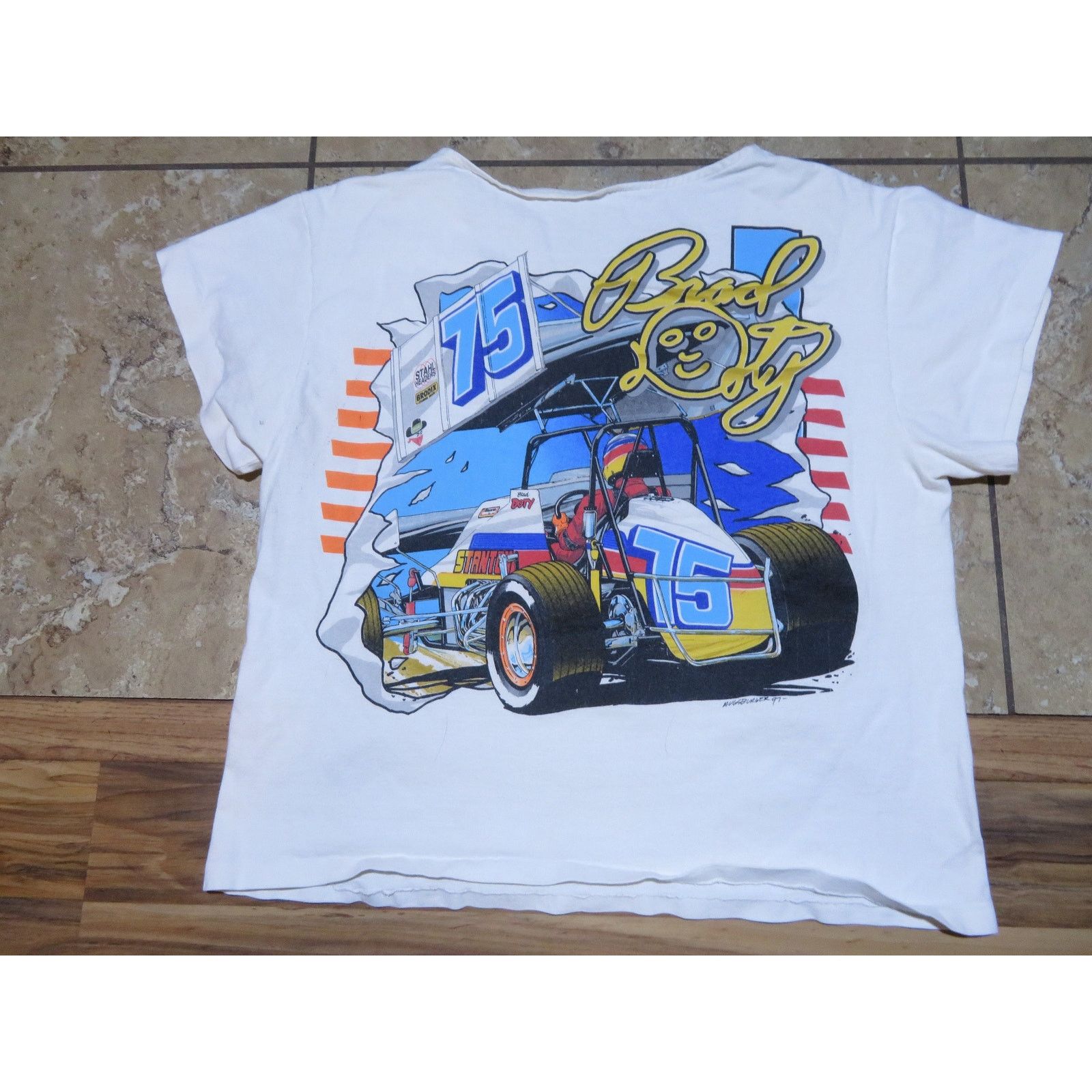 Other 90s Brad Doty Racing T-Shirt Autographed Modified Scoop Neck Size L / US 10 / IT 46 - 3 Thumbnail