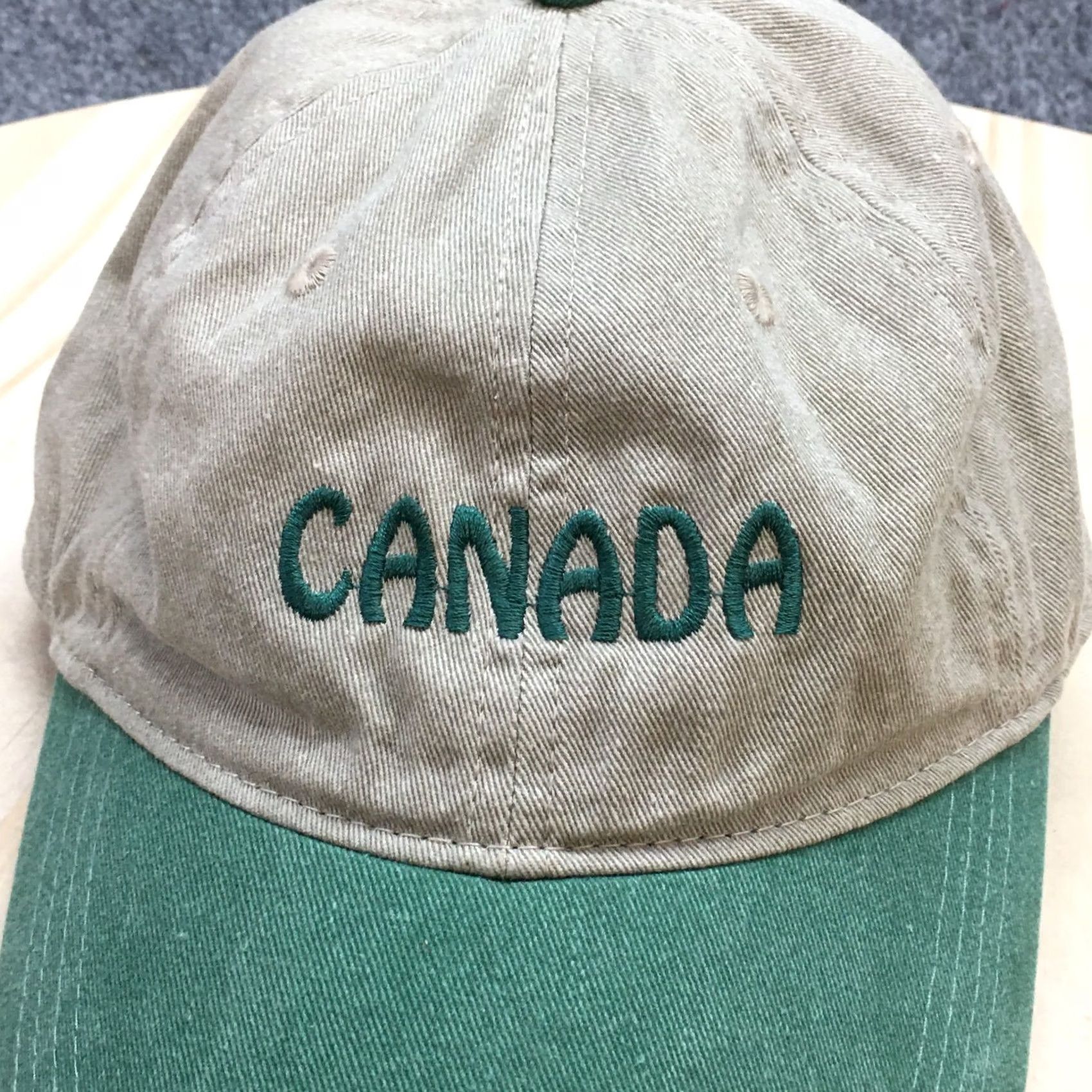 Logo 7 Canada Baseball Cap Mens Green OS Adjustable Curved Brim Embroidered Logo Brown Canvas Cotton Hat Size ONE SIZE - 3 Thumbnail