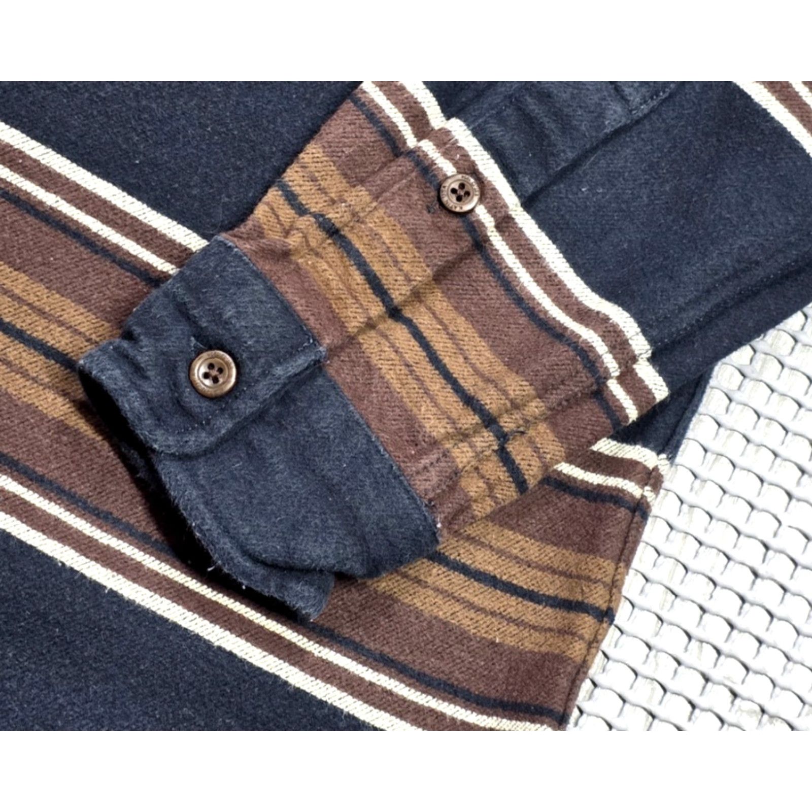 Katin Katin Shirt Mens S Flannel Stripe Button Up Workshirt Brown Blue Size US S / EU 44-46 / 1 - 4 Thumbnail