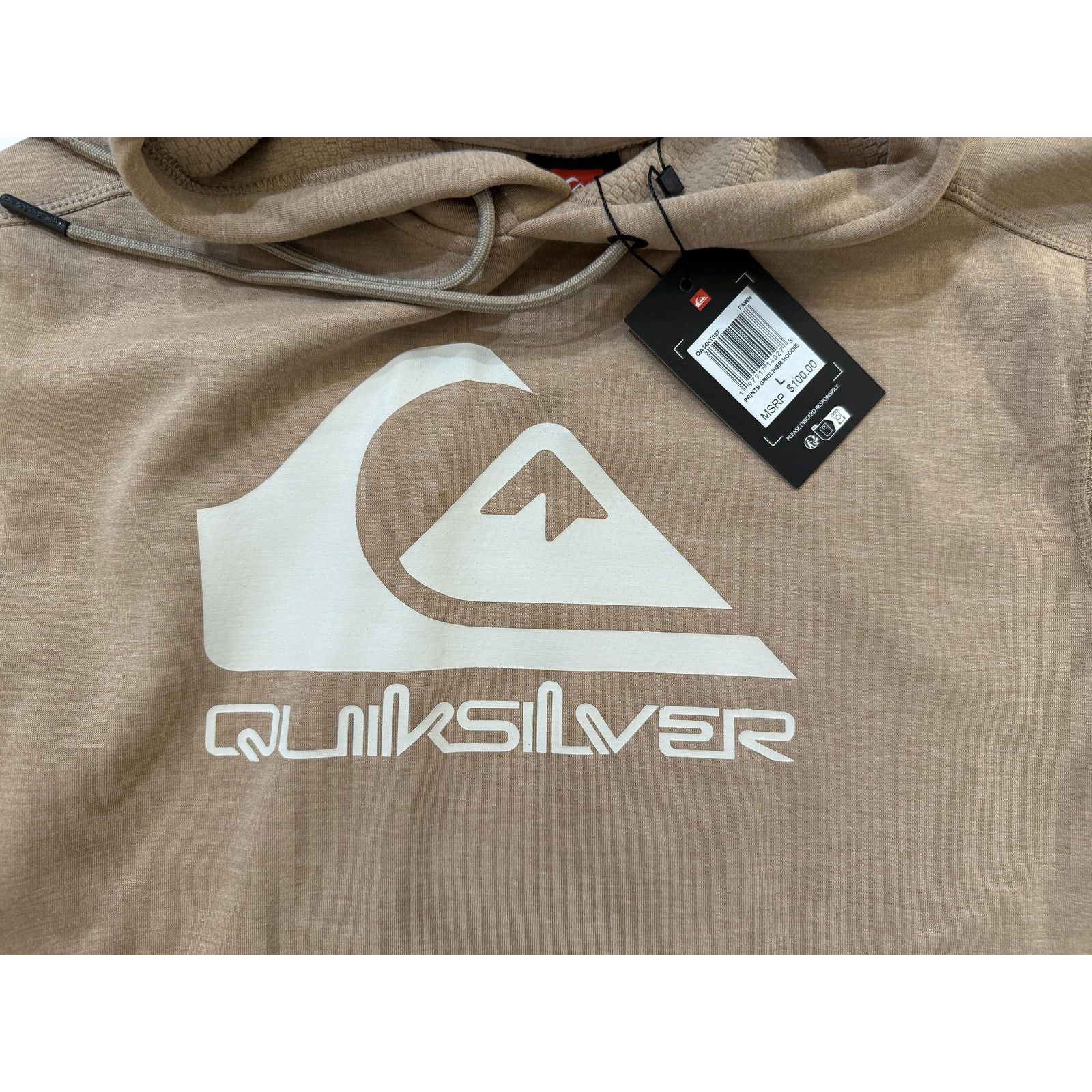 Quiksilver Quiksilver Hoodie Mens LG Fawn Tan Prints Gridliner Pullover Size US L / EU 52-54 / 3 - 2 Thumbnail