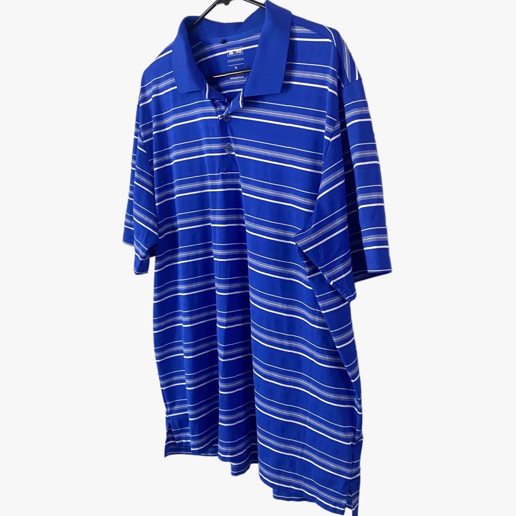 Adidas Adidas Puremotion Polo Golf Shirt Men XL Blue Stripe Stretch Athletic Wear Size US XL / EU 56 / 4 - 2 Thumbnail