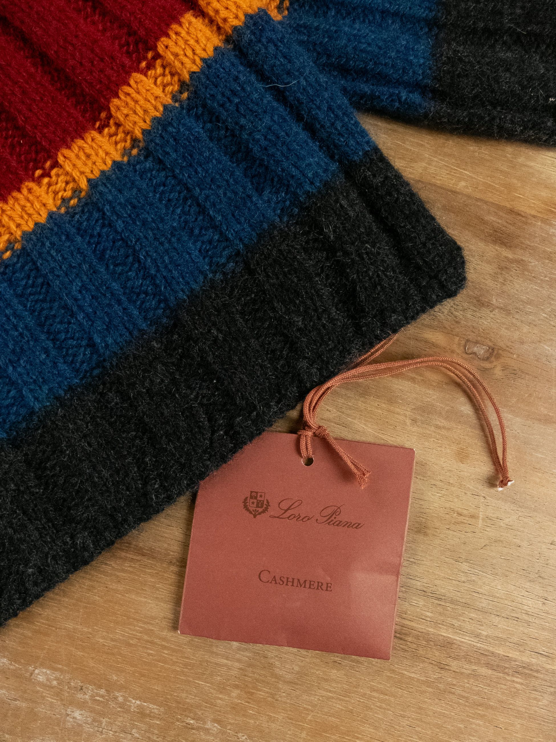 Loro Piana LORO PIANA Deer Valley blue black red knit cashmere scarf Size ONE SIZE - 2 Thumbnail