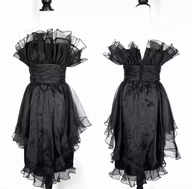 Other Victor Costa Vintage 80s Black Tulle Cocktail Dress Size 6 Size M / US 6-8 / IT 42-44 - 8 Thumbnail