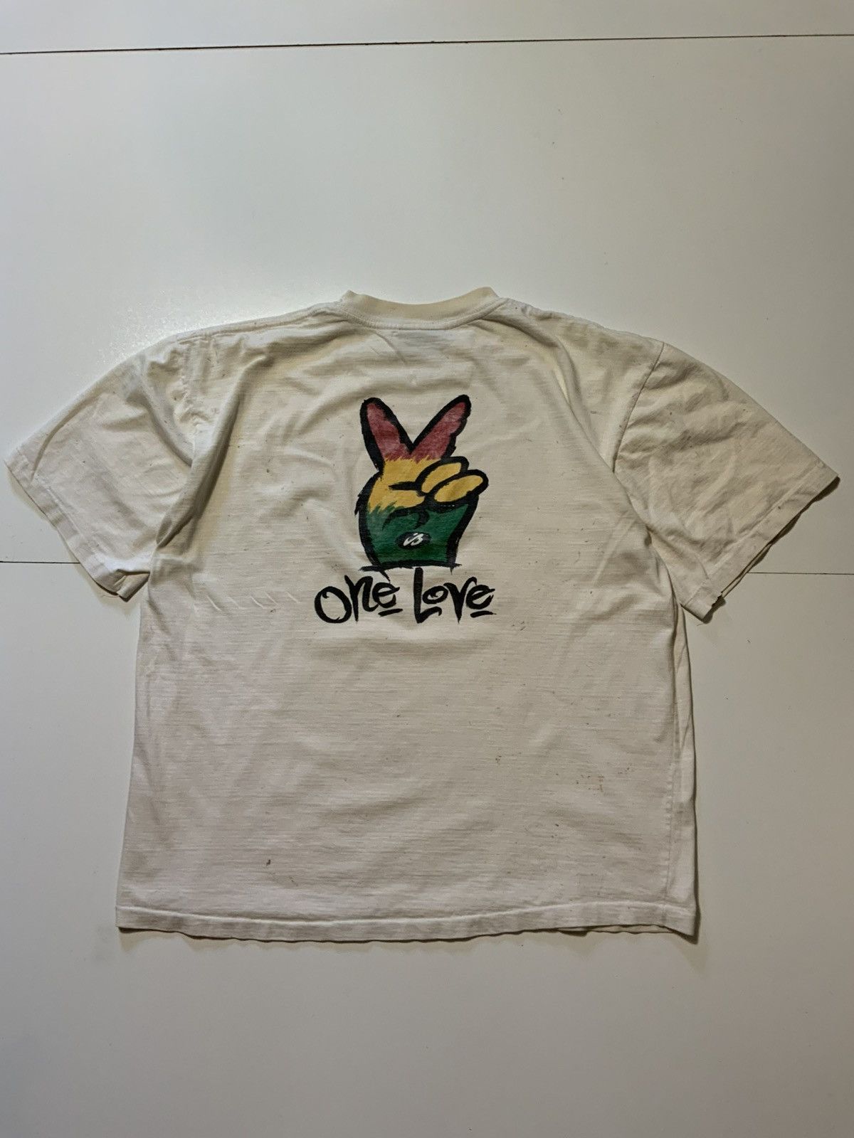 Vintage Vintage 90s Irie Blue Barbados One Love Peace Rasta T-Shirt Size US XL / EU 56 / 4 - 3 Thumbnail