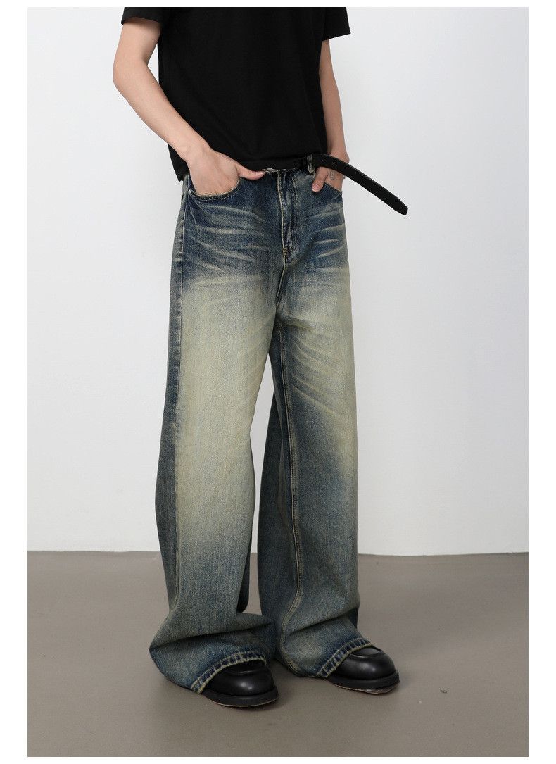 Japanese Brand Men's Washed Distressed Loose Straight Vintage Jeans Size US 32 / EU 48 - 3 Thumbnail
