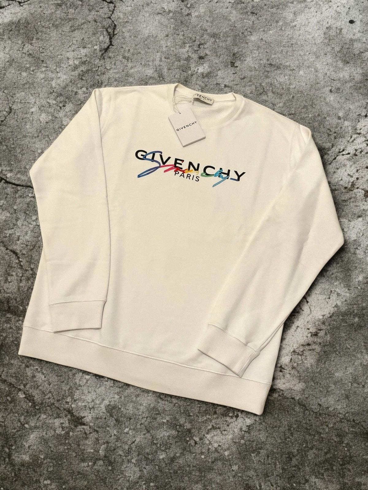 Givenchy Rainbow Signature Logo Sweatshirt White Tops