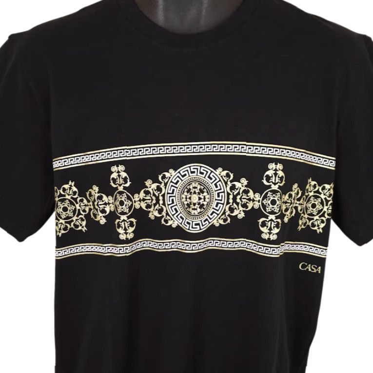 Vintage Casa Moda T Shirt Mens Size Medium Black White Gold Greek Key Meander NEW Size US M / EU 48-50 / 2 - 2 Thumbnail