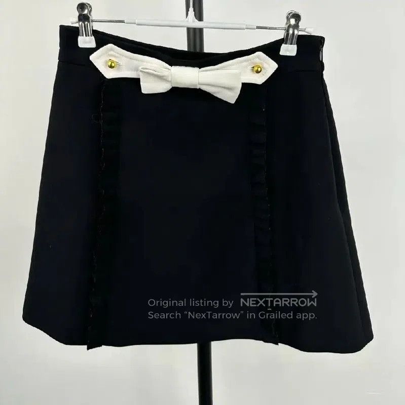 Miu Miu Miu Miu Black Cotton Women's Skirt with Bow . Size 27" / US 4 / IT 40 - 1 Thumbnail