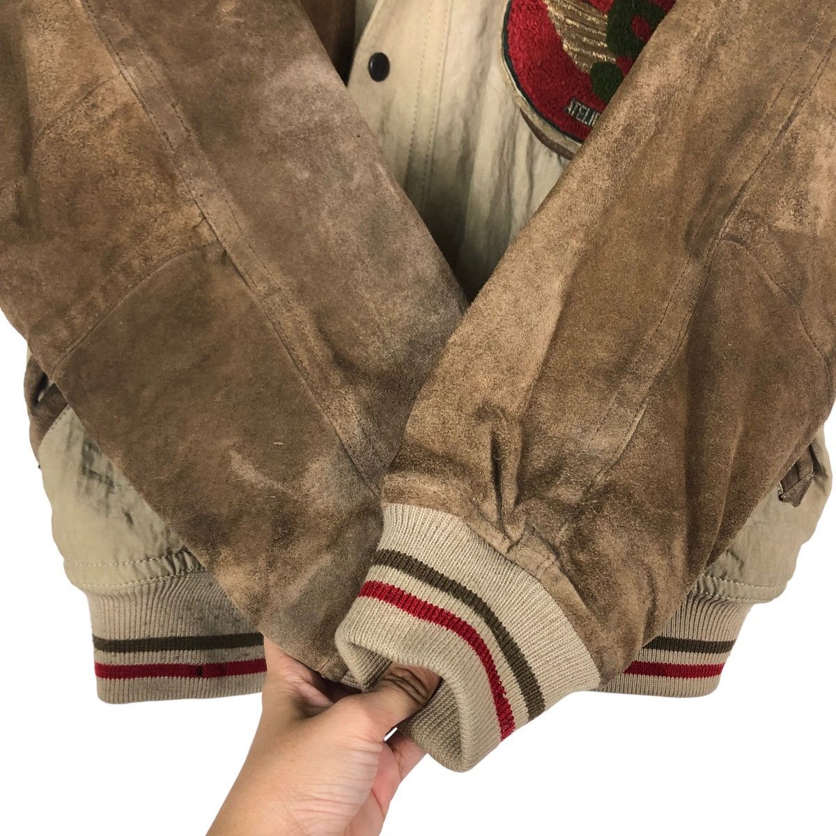 Japanese Brand 🔥Vintage Stadium Jumper Leather Atelier Sab Issey Miyake Size US M / EU 48-50 / 2 - 15 Thumbnail