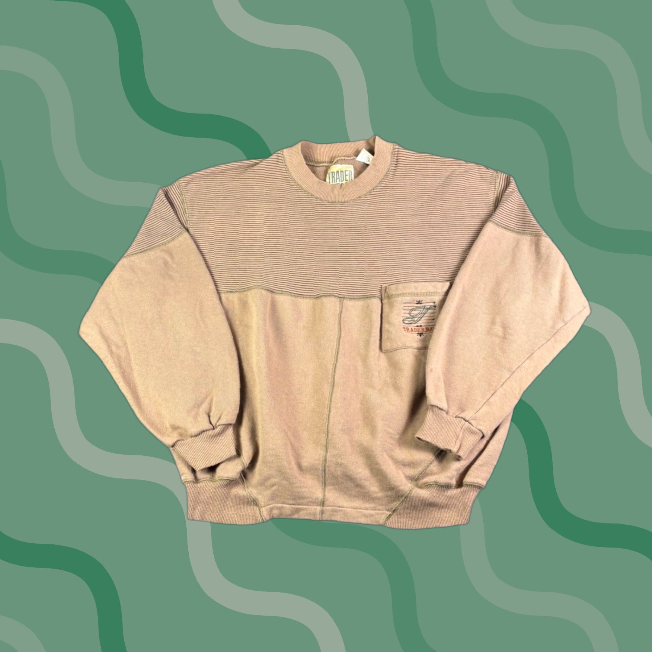 Vintage VINTAGE Trader Bay Striped Panel Crewneck Sweatshirt Mens XL Brown Cotton 90s Size US XL / EU 56 / 4 - 1 Thumbnail