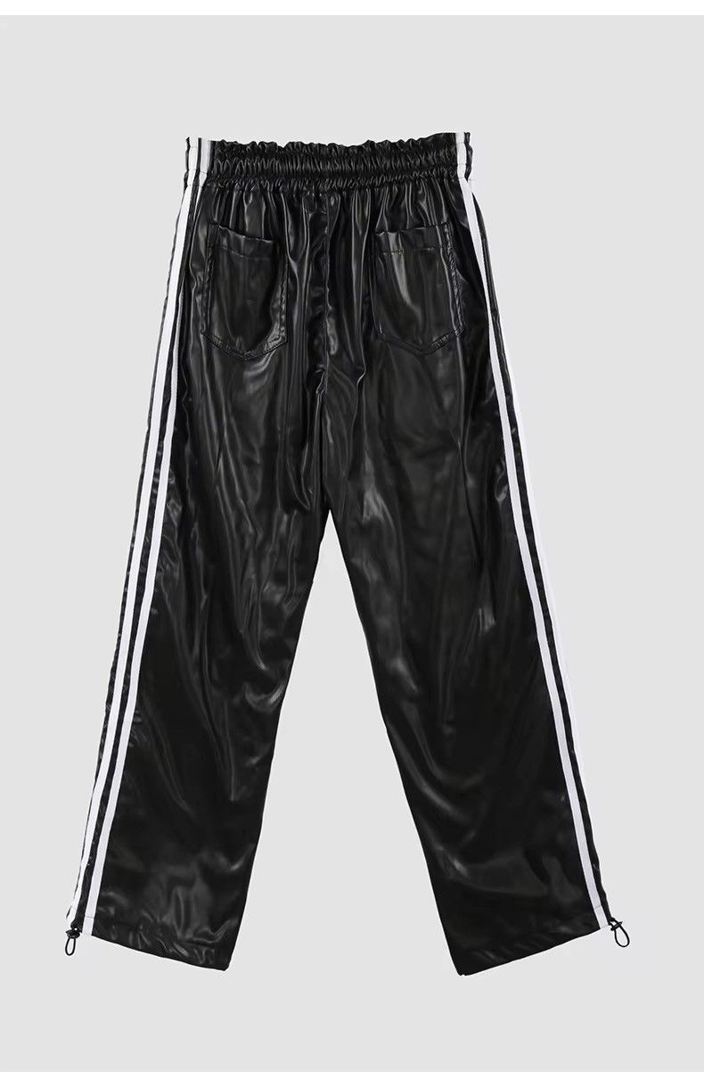Japanese Brand Elastic Waist Black Soft Pu Leather Sweatpant Size 31" - 6 Thumbnail