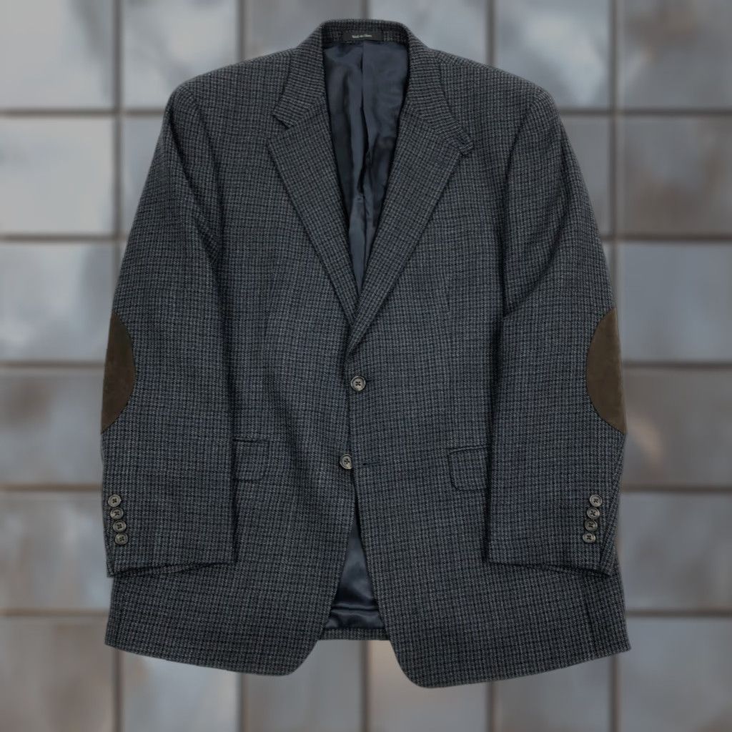 Ralph Lauren Ralph Lauren Blazer Wool Houndstooth 42R Men Blue Notch Lapel 2-Button Single-Breasted Sport Coat Jacket Size 42R - 1 Thumbnail