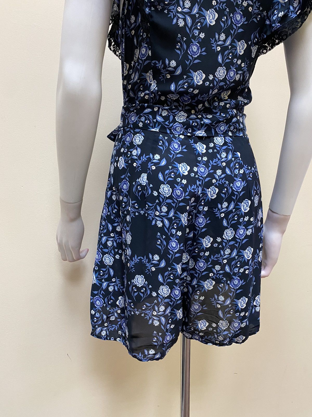 Sandro Sandro Womens Floral Blue Playsuit Size 36 Size XS / US 0-2 / IT 36-38 - 9 Thumbnail