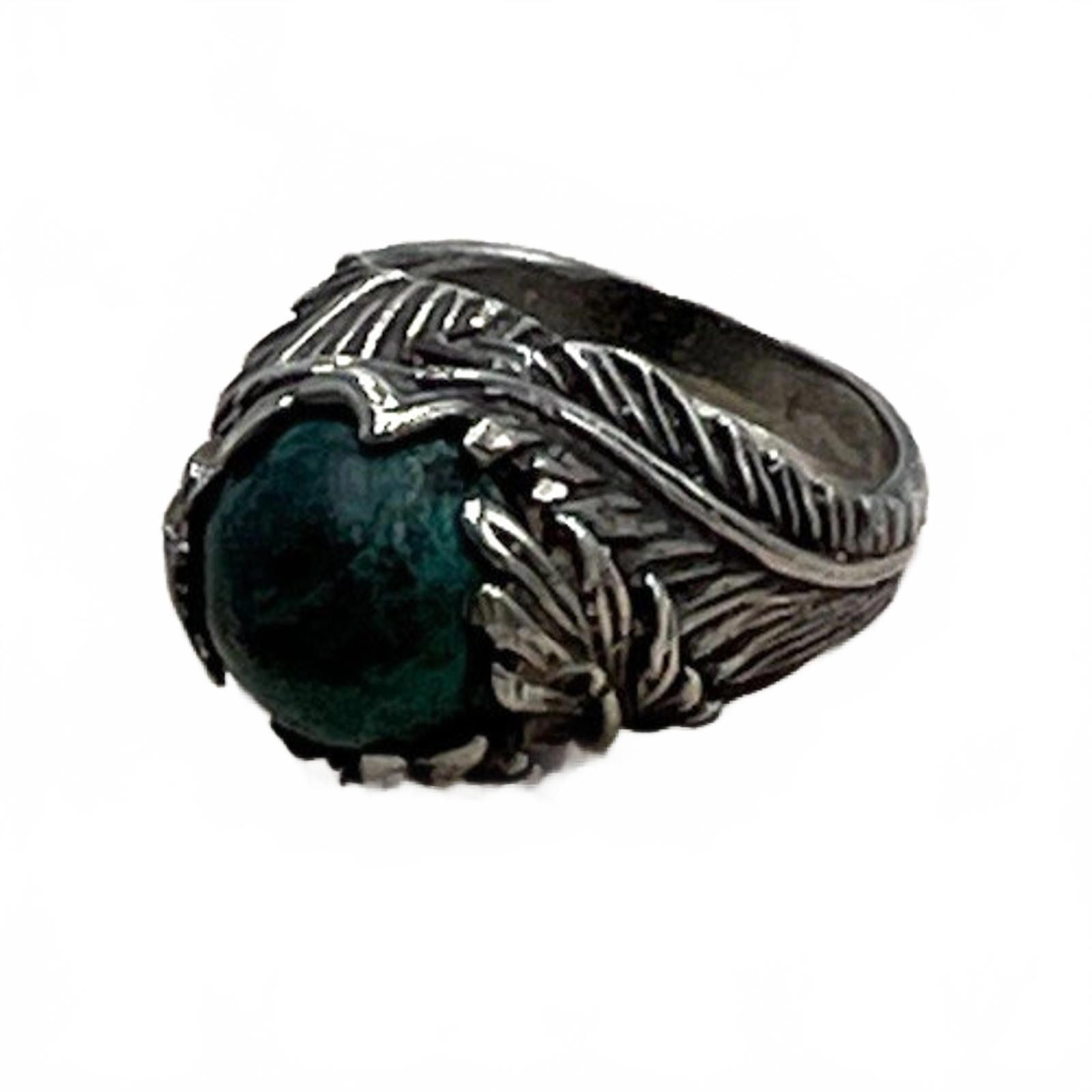 Other Sterling Silver Native Handcrafted Green Turquoise Ring Size ONE SIZE - 2 Thumbnail