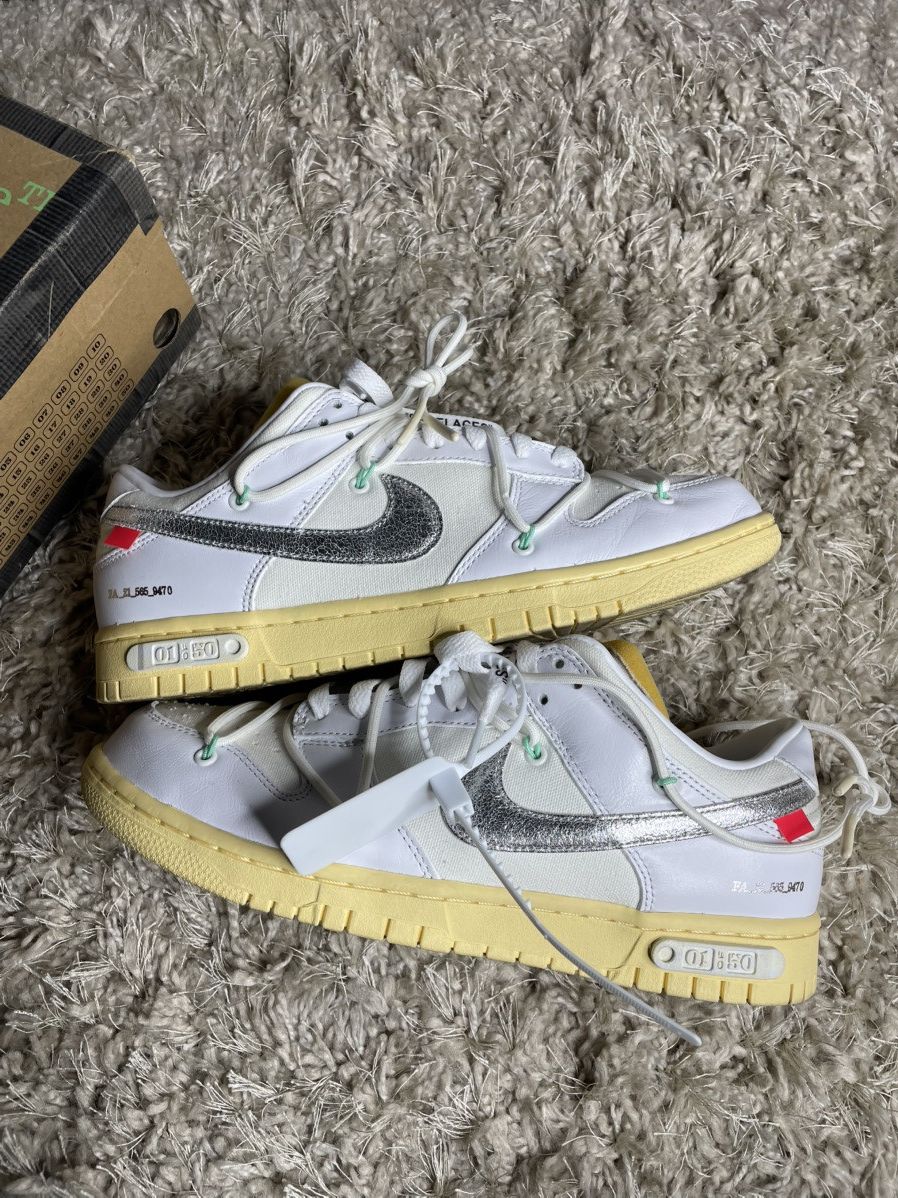 Nike × Off-White Off White Dunk Low Lot 1 of 50 Size US 9.5 / EU 42-43 - 2 Thumbnail