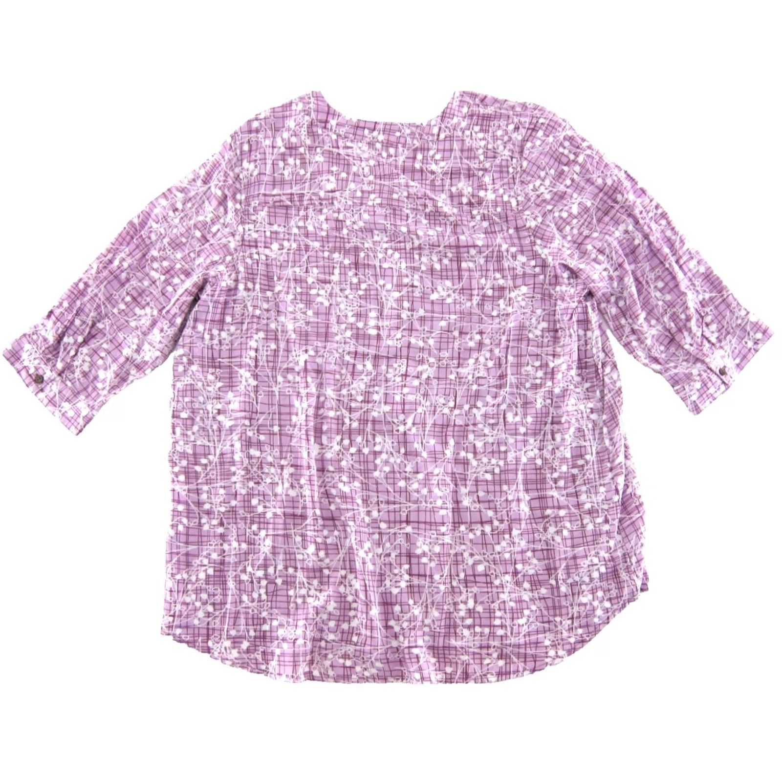Vintage VINTAGE NWT Woman Within Blouse Purple Flowers 100% Rayon Short Sleeve L Womens Size L / US 10 / IT 46 - 2 Thumbnail