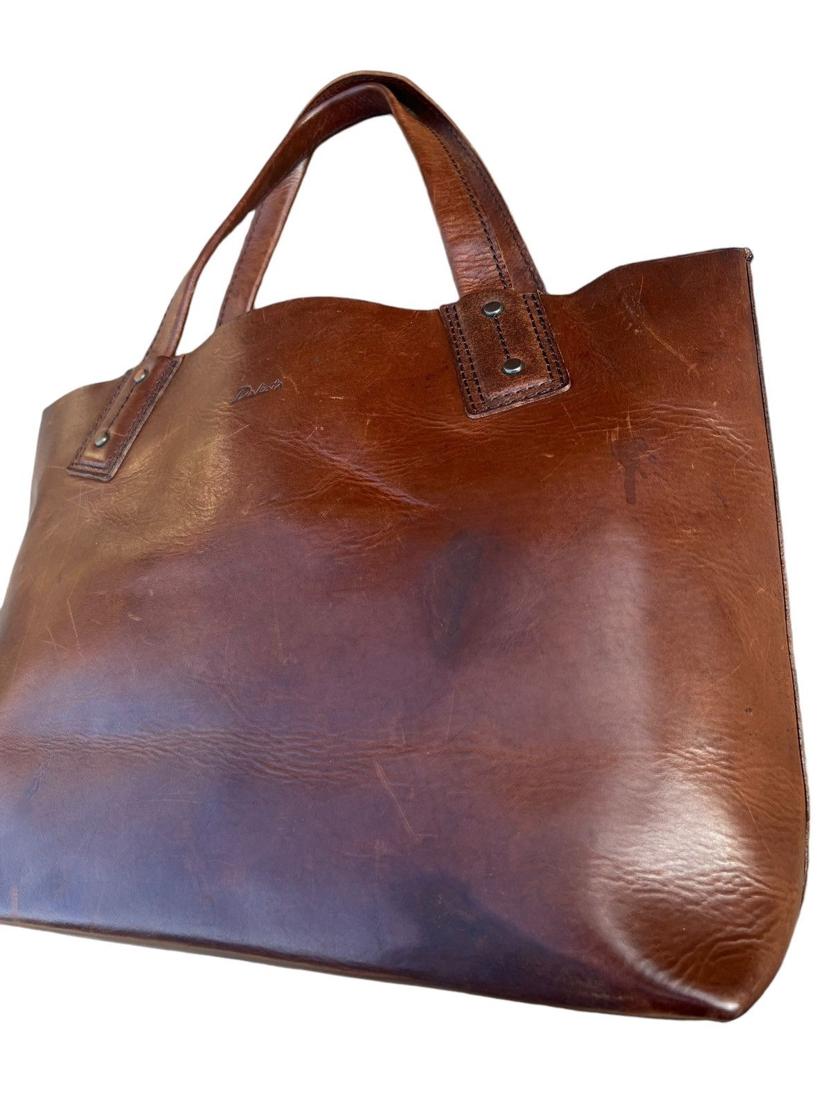 Japanese Brand × Leather Vintage DAKOTA Japan Patina Solid Leather Tote Bag Size ONE SIZE - 8 Thumbnail