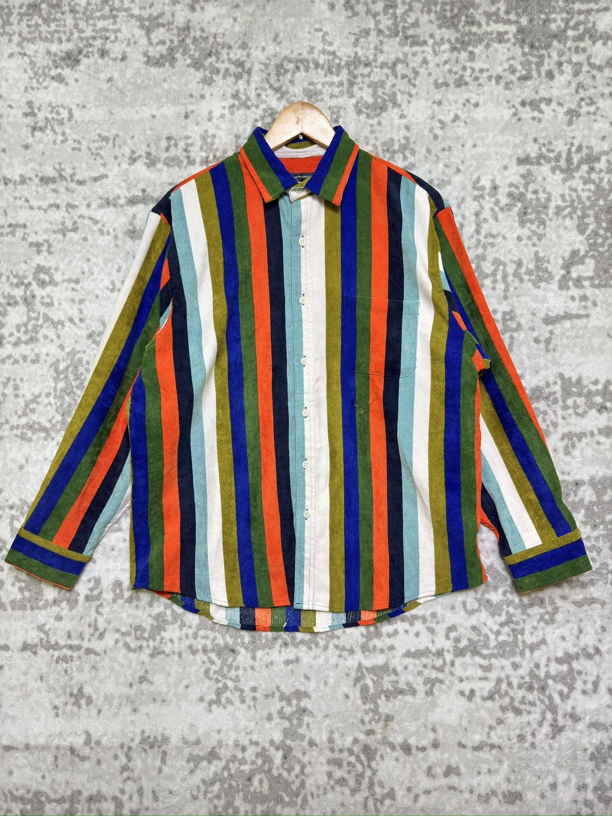 Japanese Brand Temptation Stripe Colour way Pattern Button Up Long Sleeve Size US XL / EU 56 / 4 - 1 Thumbnail