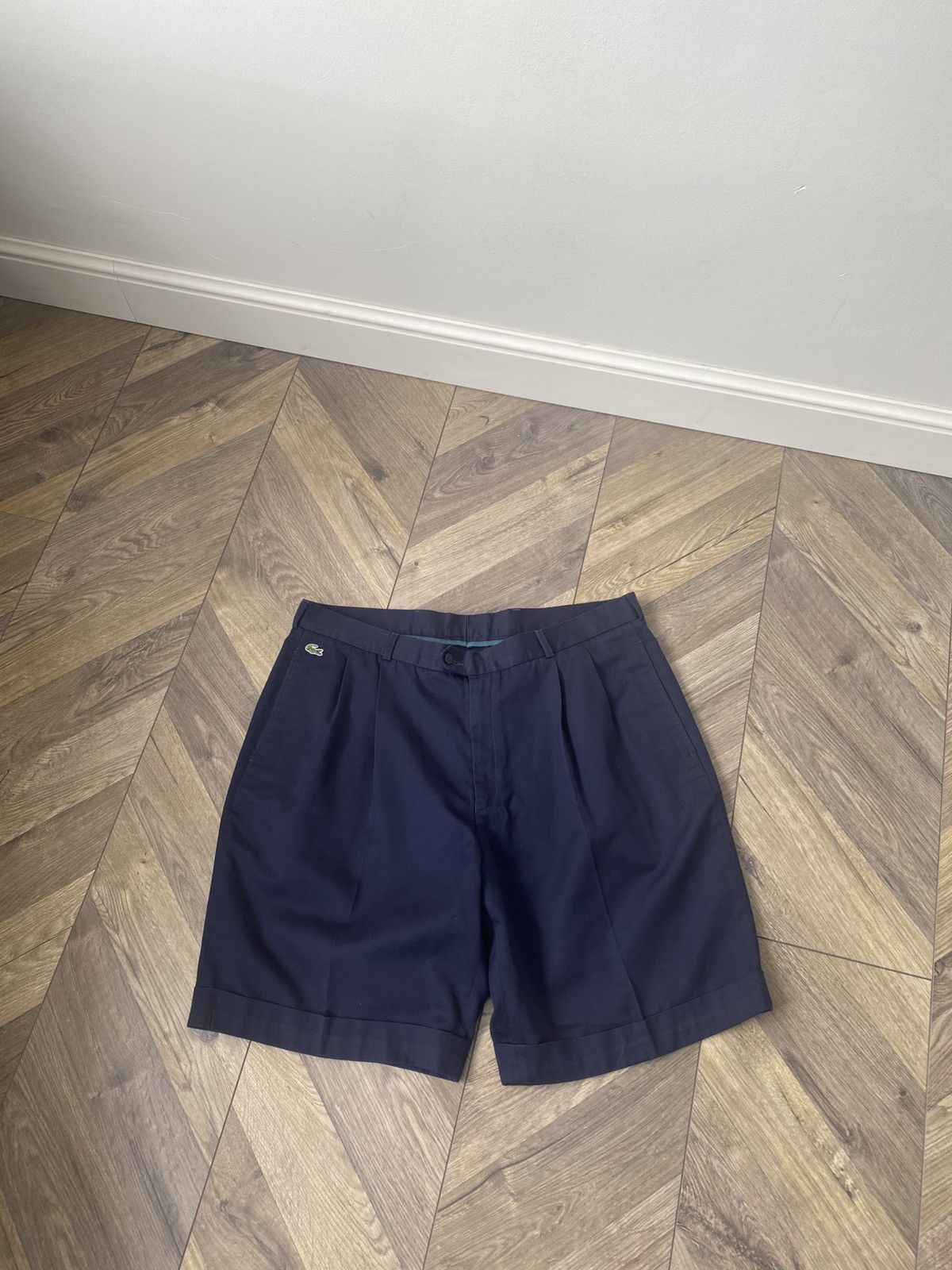 Designer × Lacoste × Vintage Vintage Lacoste Chemise 90s navy classic shorts Size US 35 - 1 Thumbnail