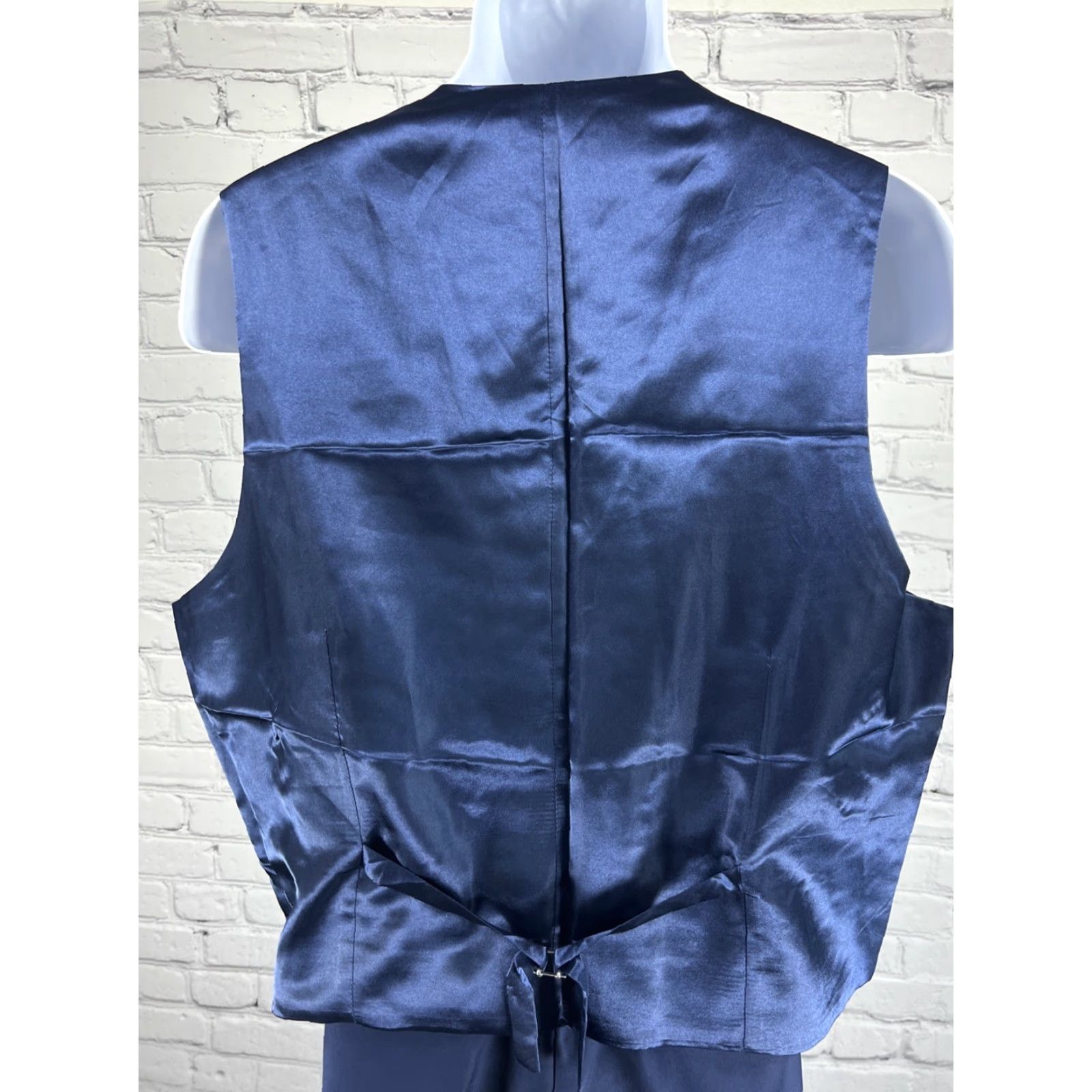Vintage Unbranded Blue Full Suit 4 Piece Set Vest Pants Necktie Notch 2 Button Jacket XL Size 46R - 8 Thumbnail