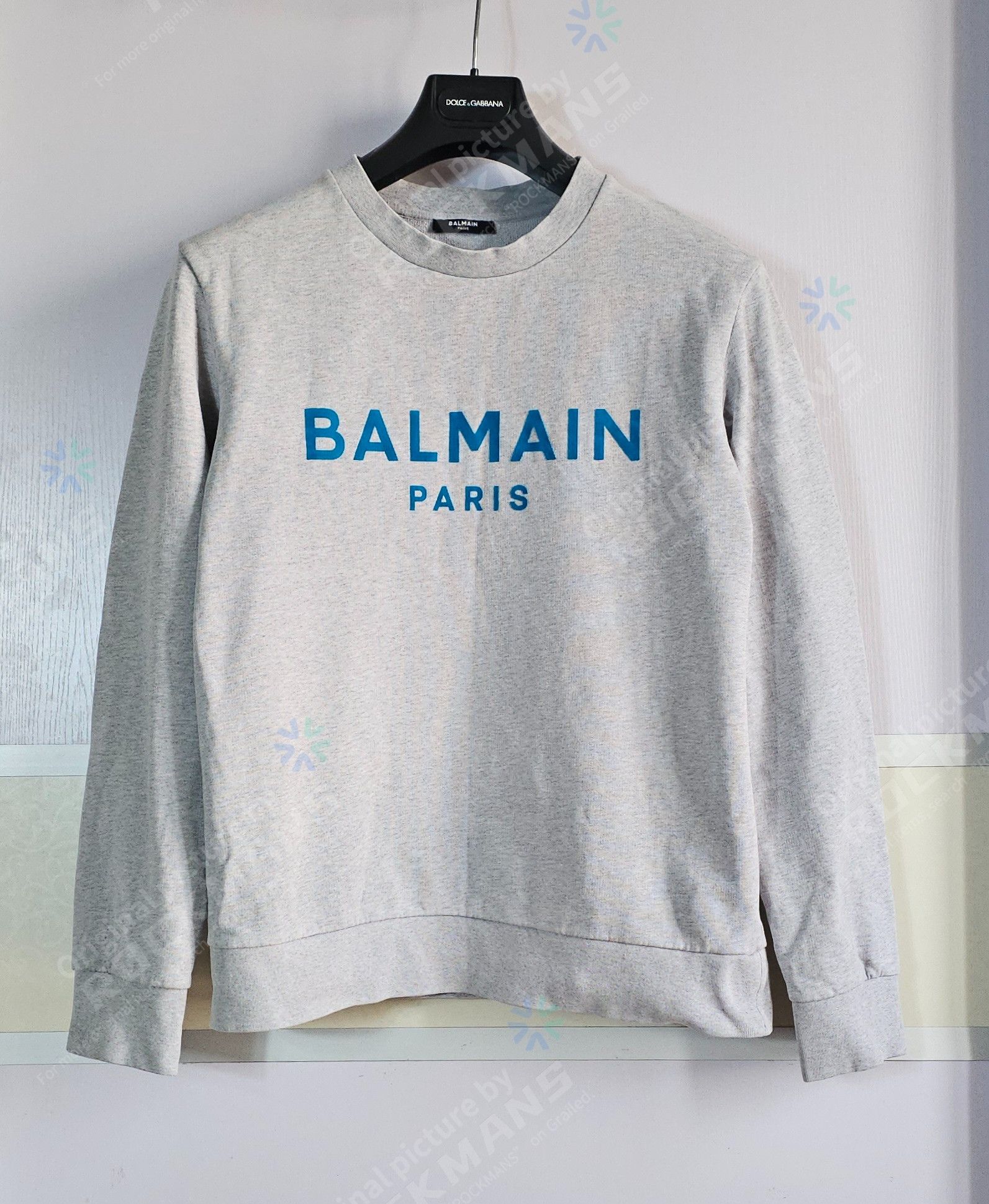 Balmain Balmain Flocked Logo Sweatshirt In Grey Size L Size US L / EU 52-54 / 3 - 1 Thumbnail