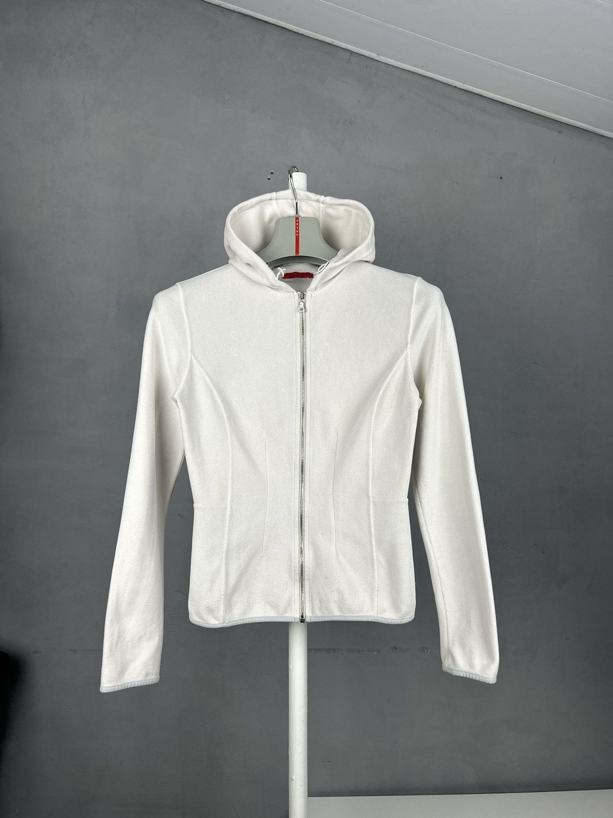 Prada Prada Sport White Fleece Zip Hoodie Size M Size M / US 6-8 / IT 42-44 - 1 Thumbnail