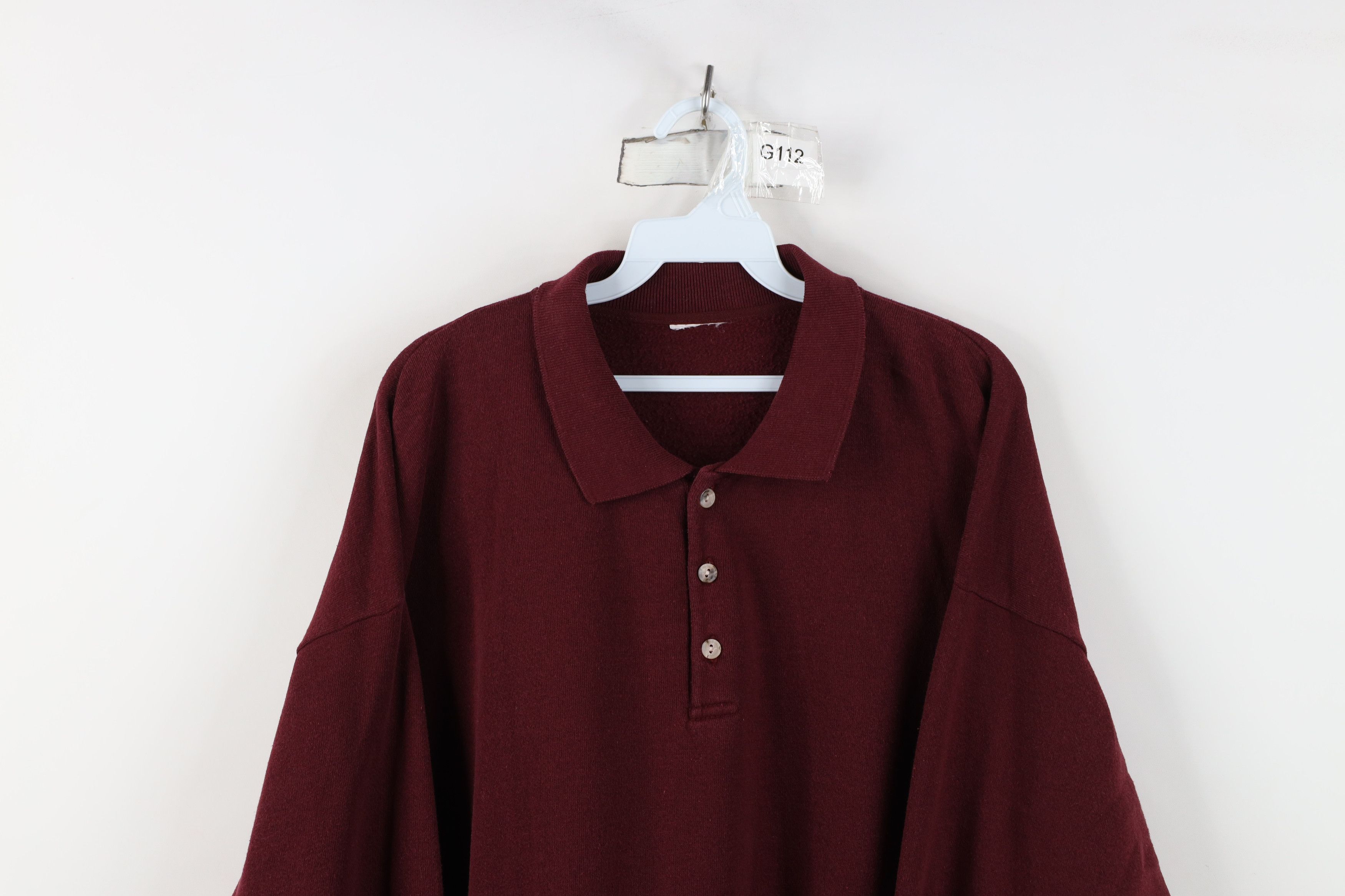 Vintage Vintage 90s Streetwear Collared Pullover Sweatshirt Red Size US XXL / EU 58 / 5 - 2 Thumbnail