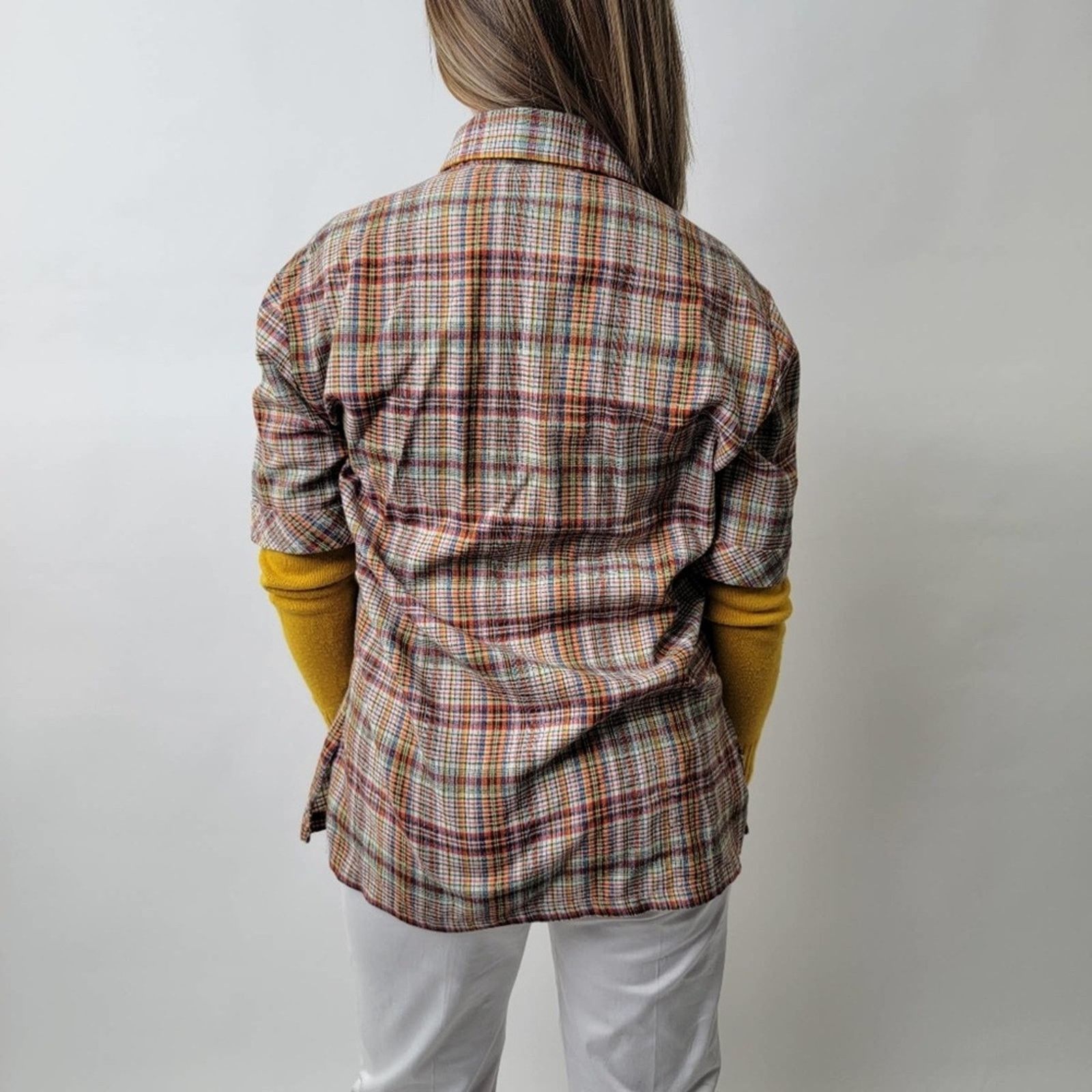 Vintage 1970s Alfie California Plaid Button Down Flannel Shirt Size M / US 6-8 / IT 42-44 - 2 Thumbnail
