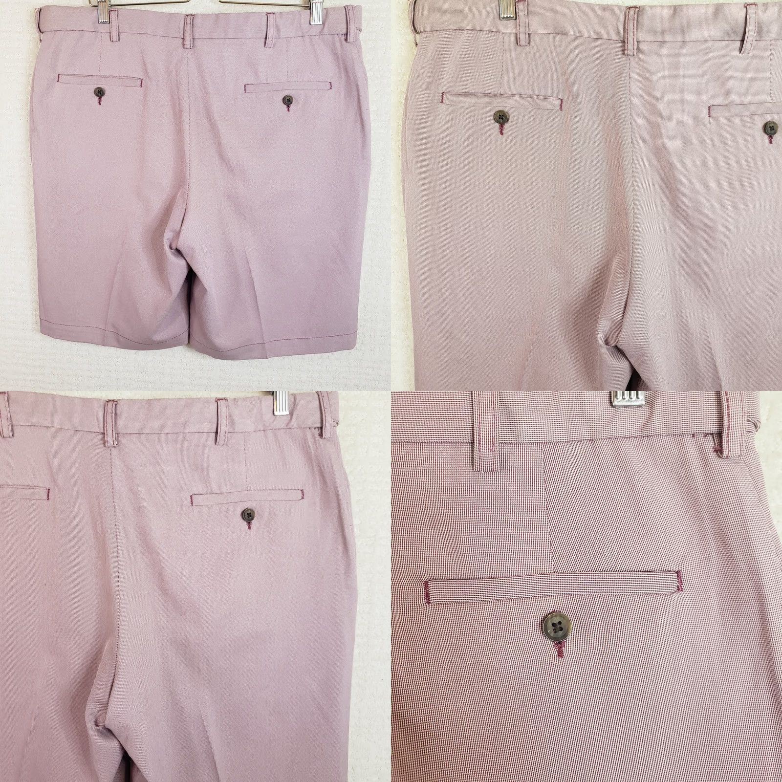 Vintage Cool 18 Pro Men’s Golf Casual Shorts Size 38x10 Red Microcheck Knit Polyester Spandex Flat Front Zip Pockets UV Protection Regular Inseam 10 in Mens Size US 38 / EU 54 - 8 Thumbnail