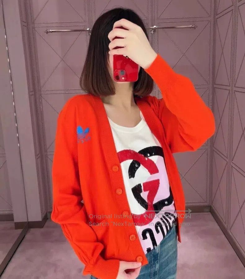 Gucci Gucci Co-branded red logo embroidered wool V-neck single-b Size S / US 4 / IT 40 - 7 Thumbnail