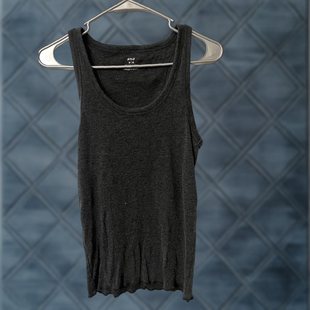 Vintage Aerie Women’s Tank Top Charcoal Gray Ribbed Scoop Neck Size M Size M / US 6-8 / IT 42-44 - 1 Thumbnail