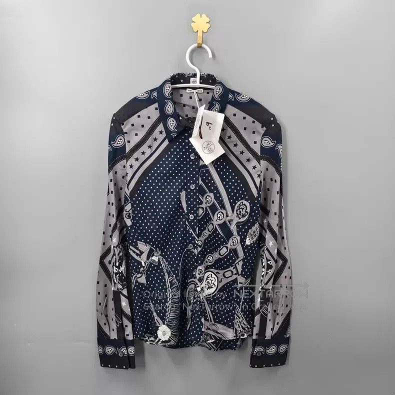 Hermes Hermes Black and Grey Silk Shirt Size XXS / US 00 / IT 34 - 1 Thumbnail