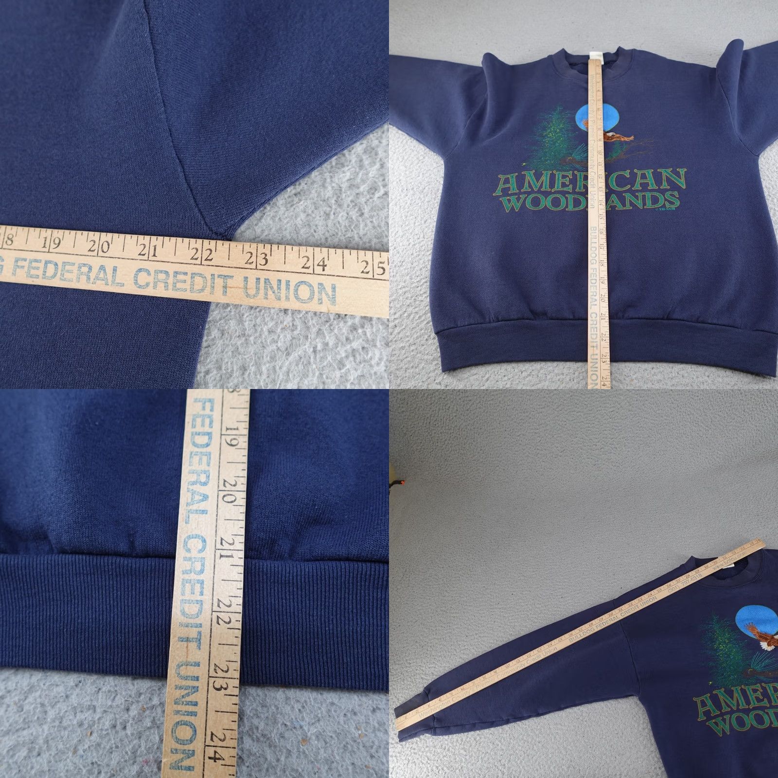 Fruit Of The Loom VINTAGE Bald Eagle Sweatshirt Mens Large Blue 90s Pullover American Woodlands Nike? Size US L / EU 52-54 / 3 - 8 Thumbnail