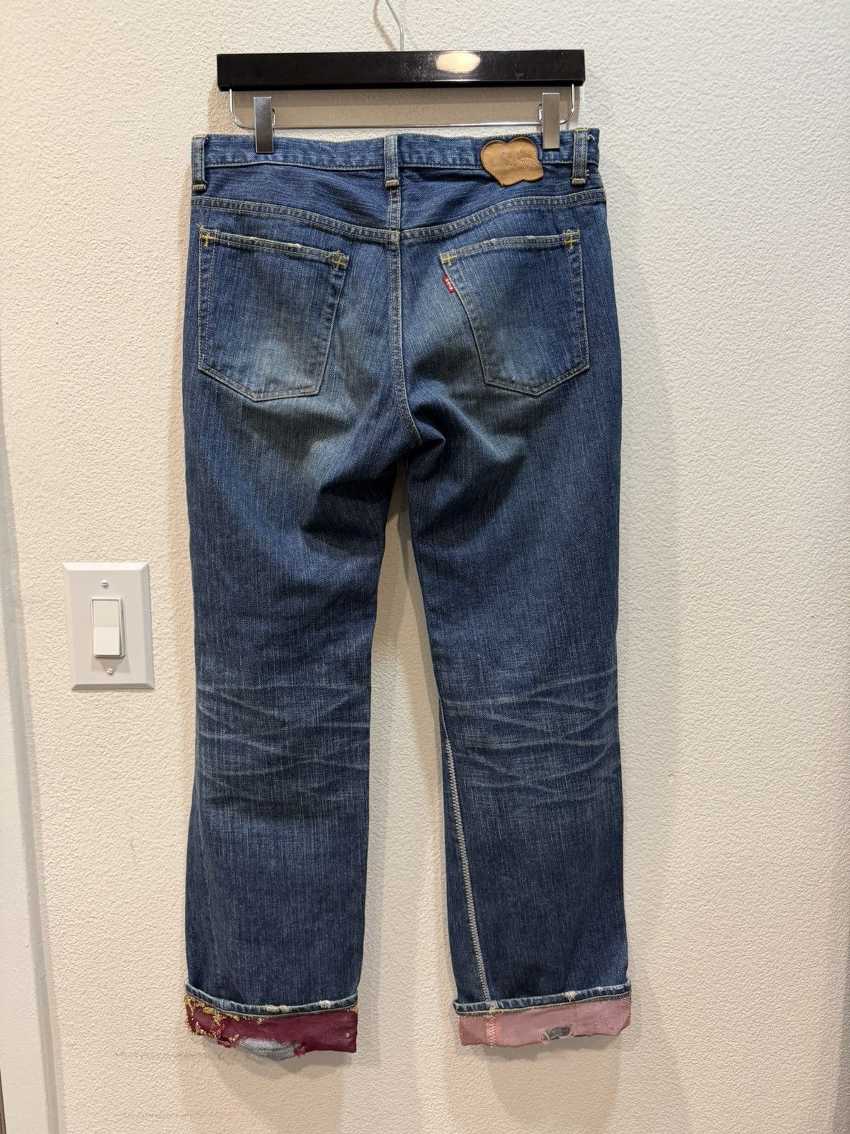 Number (N)ine AW03 Kurt Cobain Velvet Patch Denim Jeans 2 Size US 31 - 4 Thumbnail