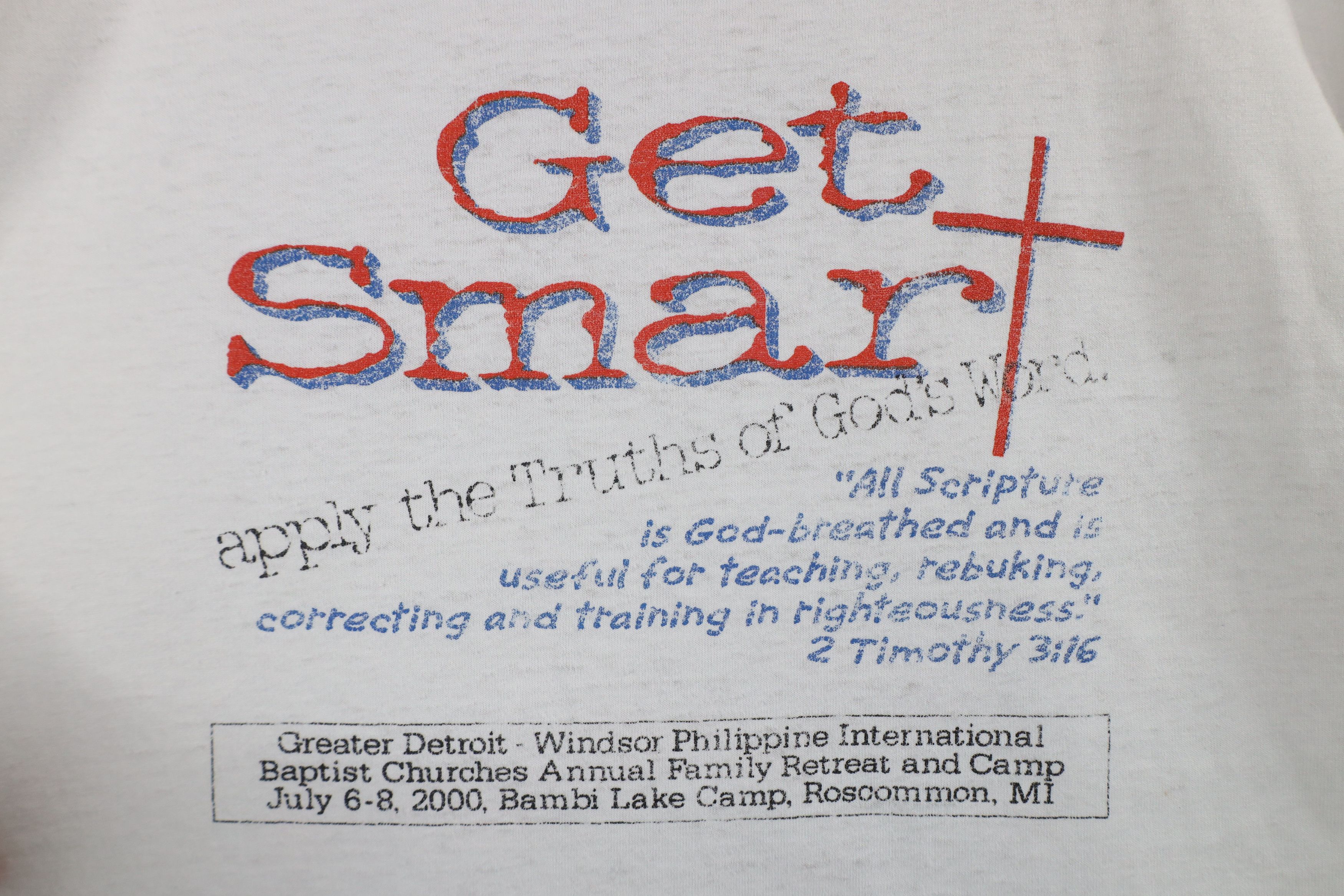 Vintage Vintage 90s Streetwear Christian Get Smart Thin T-Shirt Size US L / EU 52-54 / 3 - 4 Thumbnail