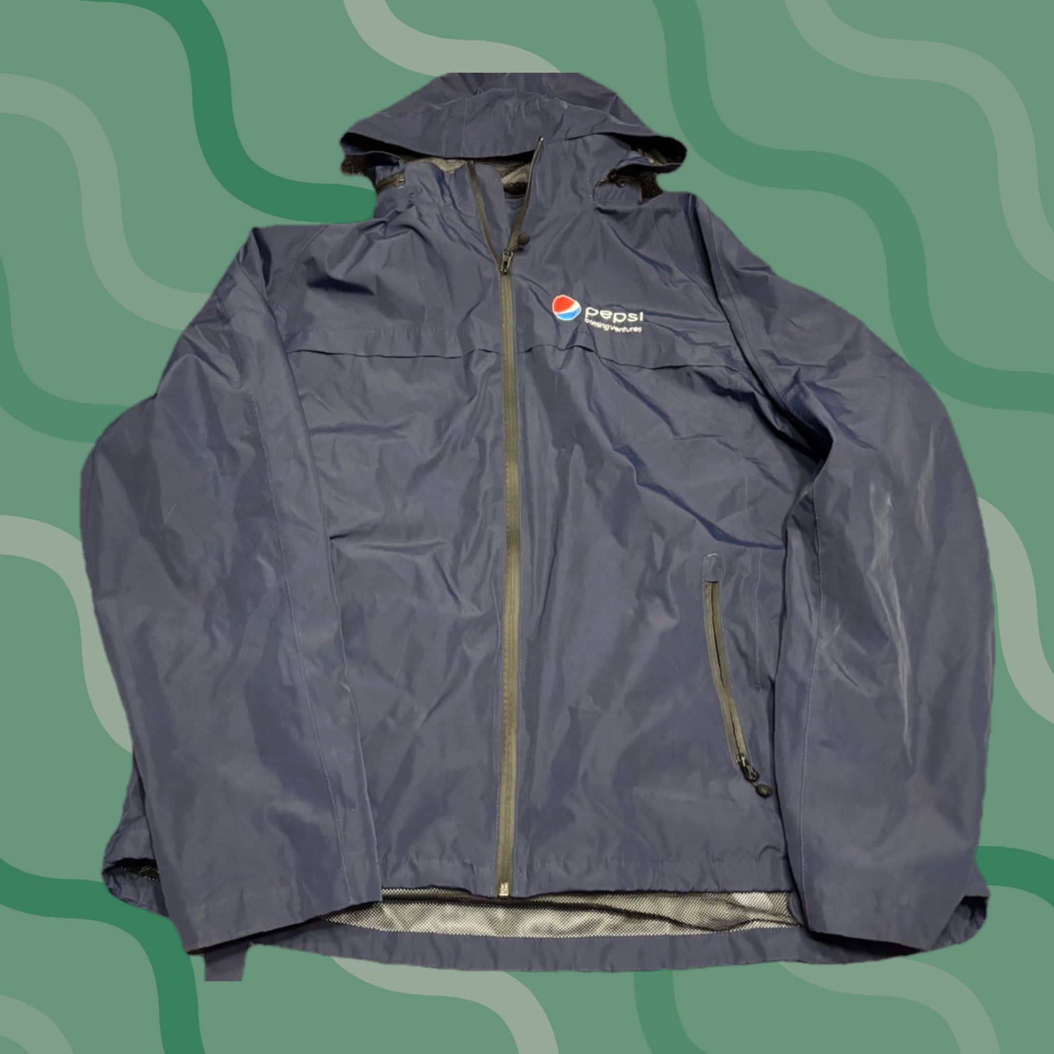 Vintage VINTAGE Pepsi Windbreaker Jacket Mens 3XL Blue Hooded Zip Up Work Uniform Promo O5 Size US XXL / EU 58 / 5 - 1 Thumbnail