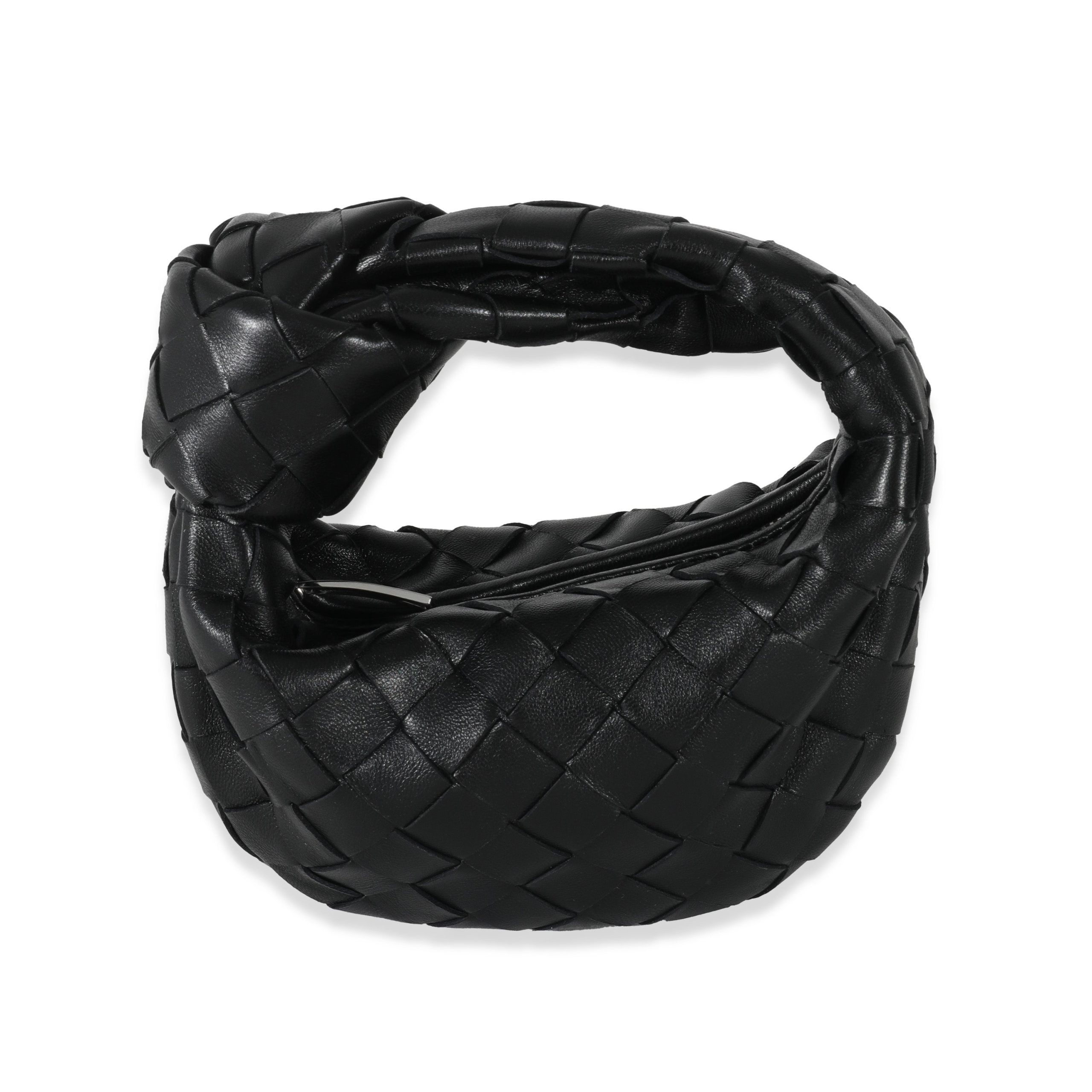 image of Bottega Veneta Black Intrecciato Lambskin Candy Jodie, Women's