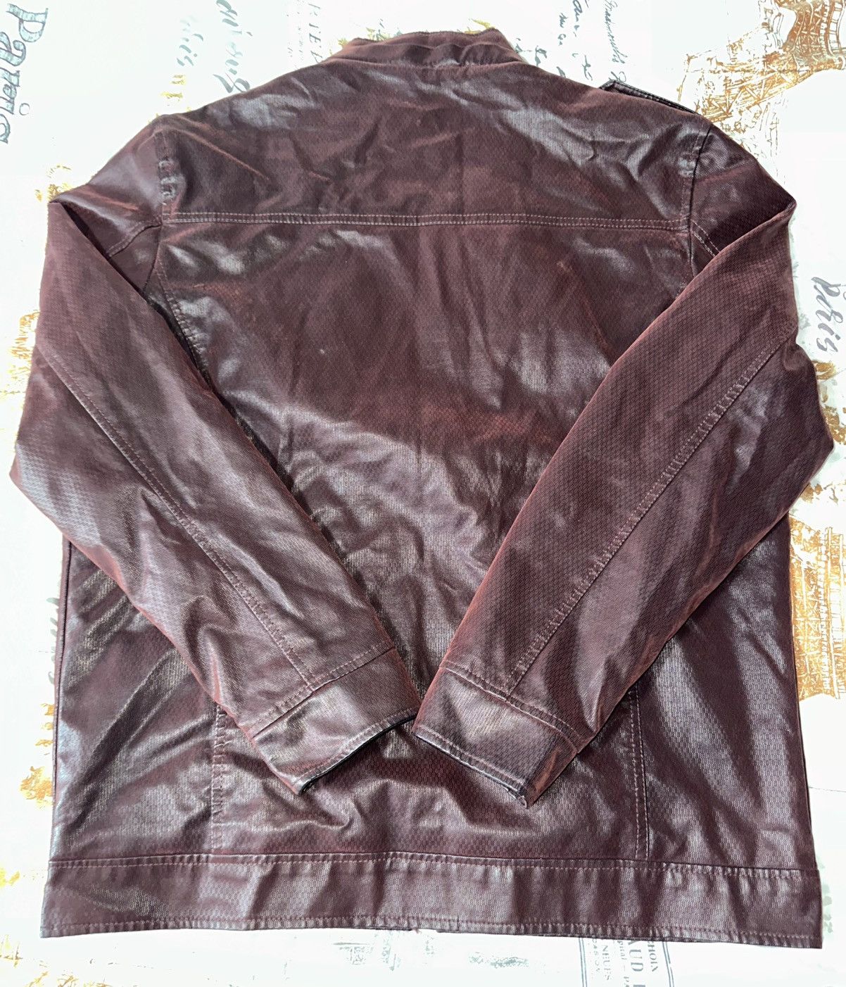 Other LAMASINI Men’s Burgundy Faux Leather Moto Jacket Warm Lined Size US XXL / EU 58 / 5 - 3 Thumbnail
