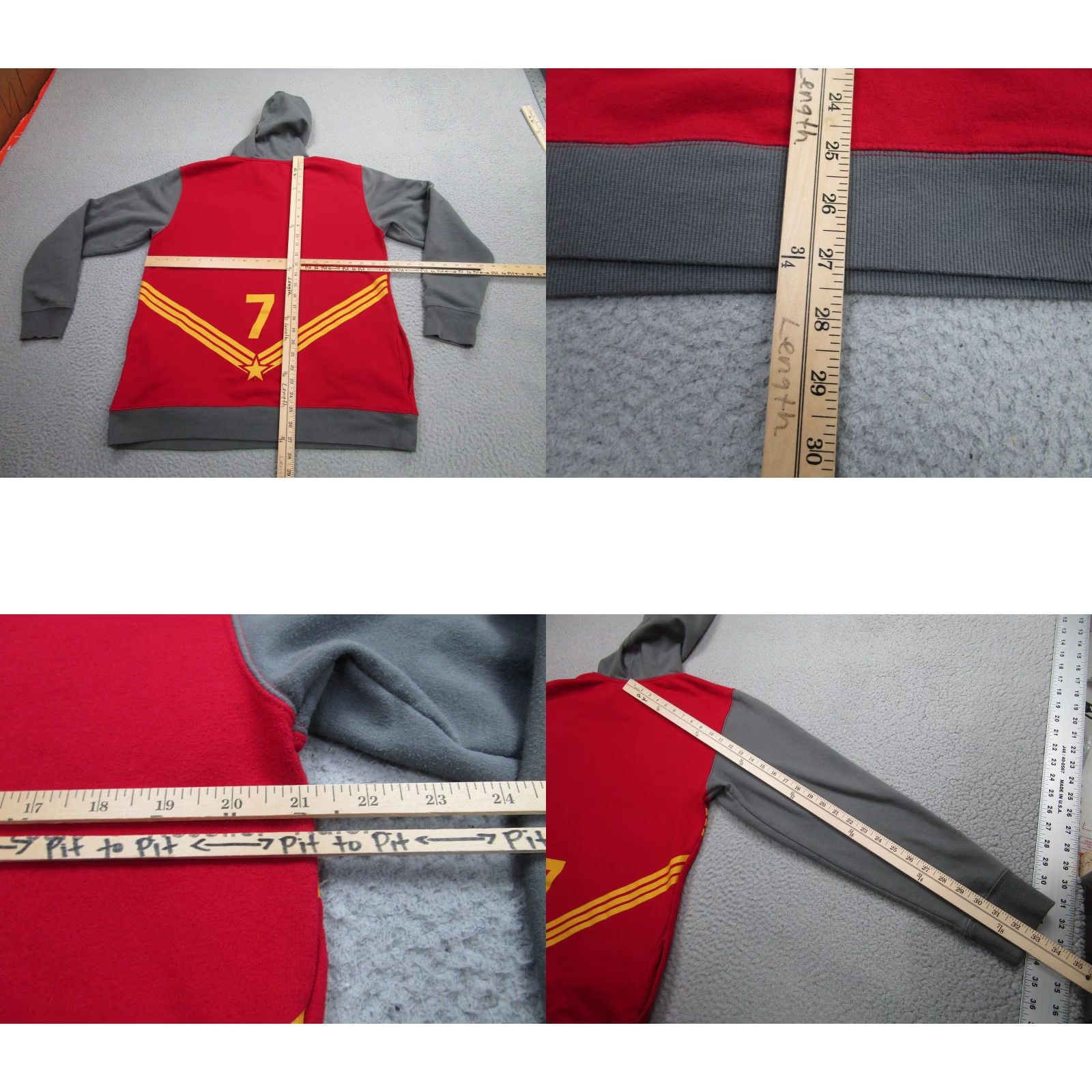 Vintage Harry Potter Gryffindor Hoodie Mens Large Red Gray Quidditch Number 7 Sweatshirt Size US L / EU 52-54 / 3 - 8 Thumbnail