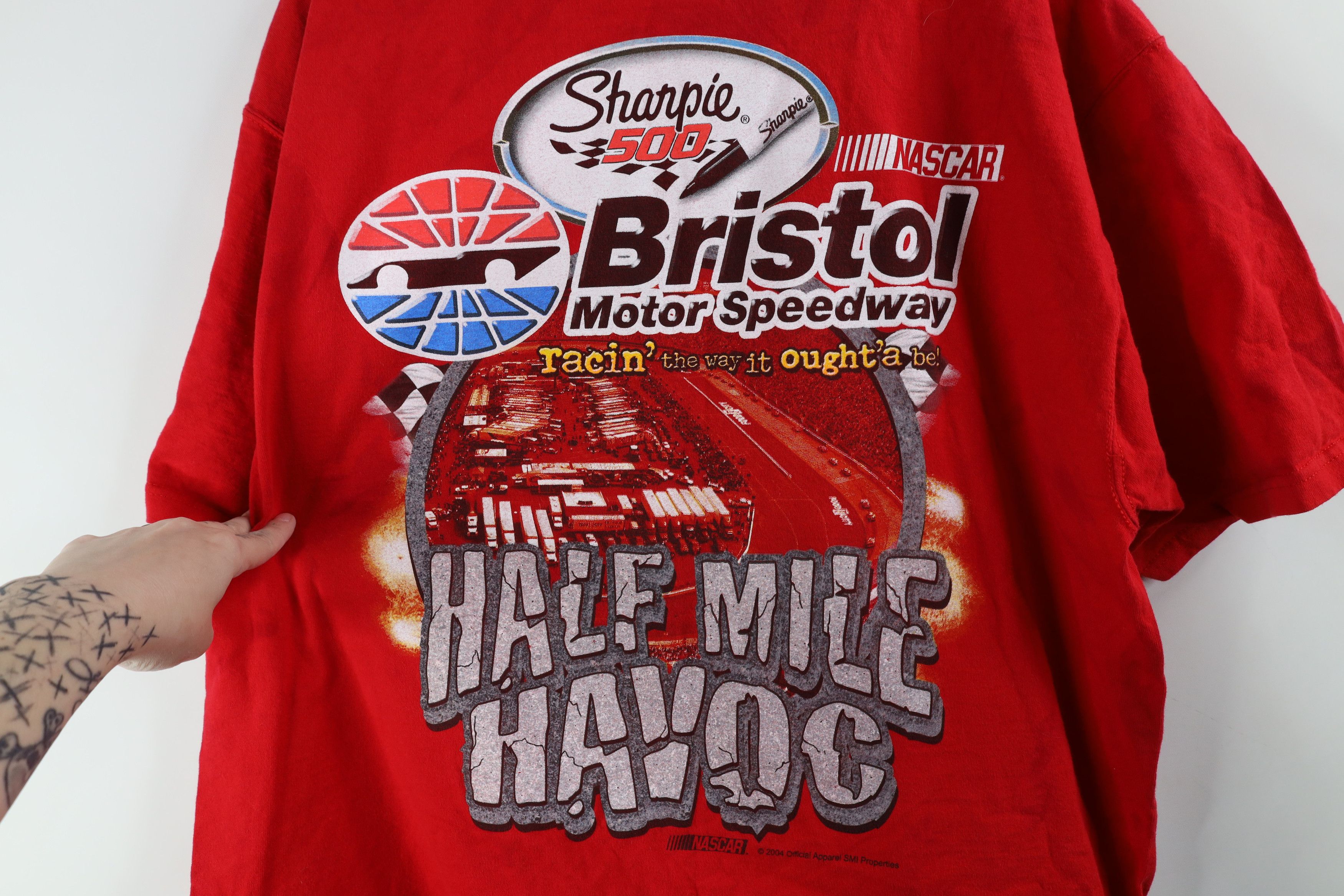 Fruit Of The Loom × Vintage Vintage Y2K 2004 NASCAR Print Bristol Motor Speedway T-Shirt Size US XL / EU 56 / 4 - 12 Thumbnail