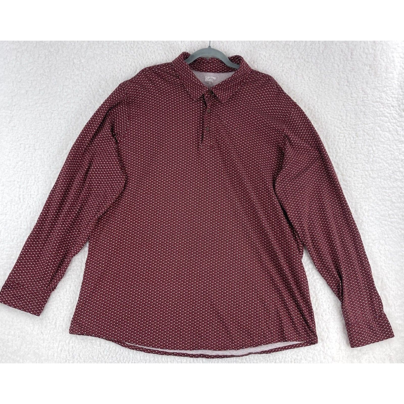 Lands' End Lands' End Polo Shirt Mens Size XXL Red Long Sleeve Collared Stretch Geo Print Size US XXL / EU 58 / 5 - 2 Thumbnail