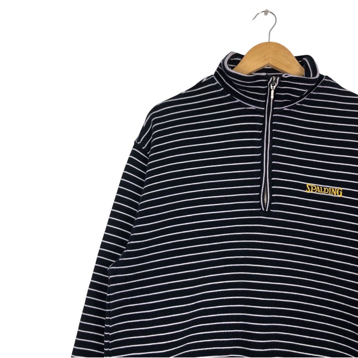 Japanese Brand × Spalding × Vintage Striped Vintage Spalding Jumper Half Zip Streetwear Rare Size US M / EU 48-50 / 2 - 6 Thumbnail