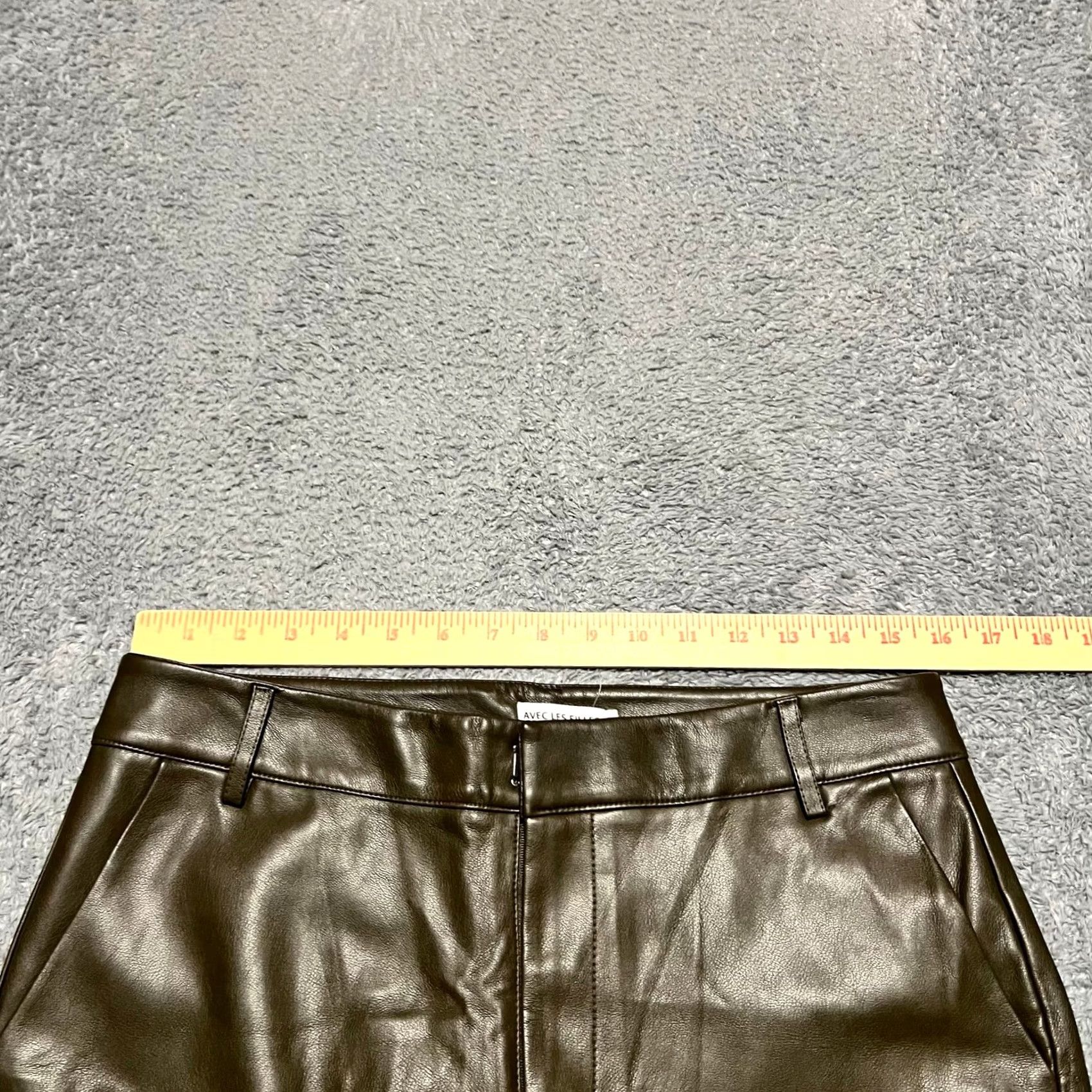 AVEC LES FILLES Avec Les Filles Pants Cropped Womens Large L Brown Faux Vegan Leather 31x26 Size 36" / US 14 / IT 50 - 7 Thumbnail