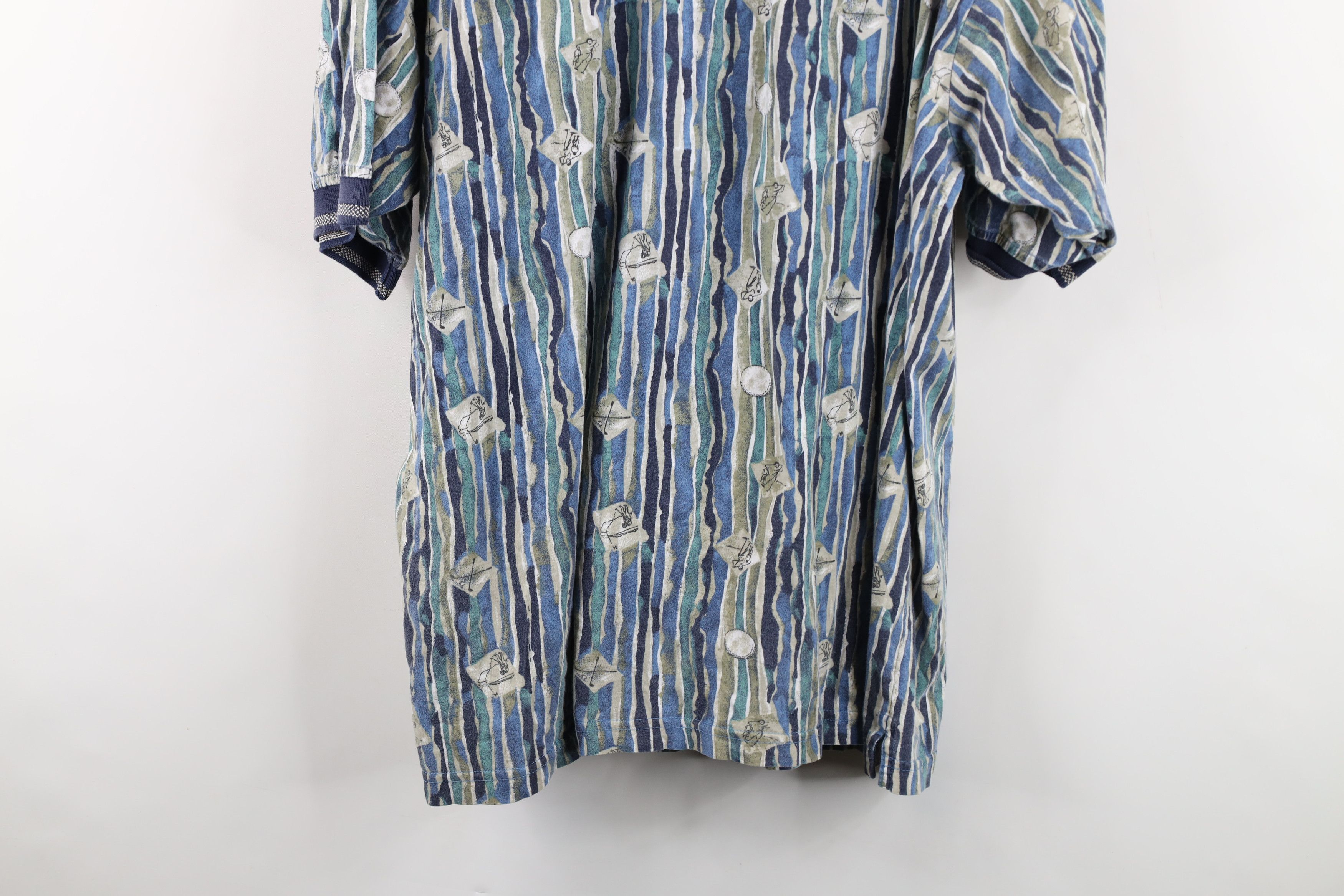 Vintage Vintage 90s Streetwear All Over Print Golf Polo Shirt Cotton Size US XL / EU 56 / 4 - 14 Thumbnail
