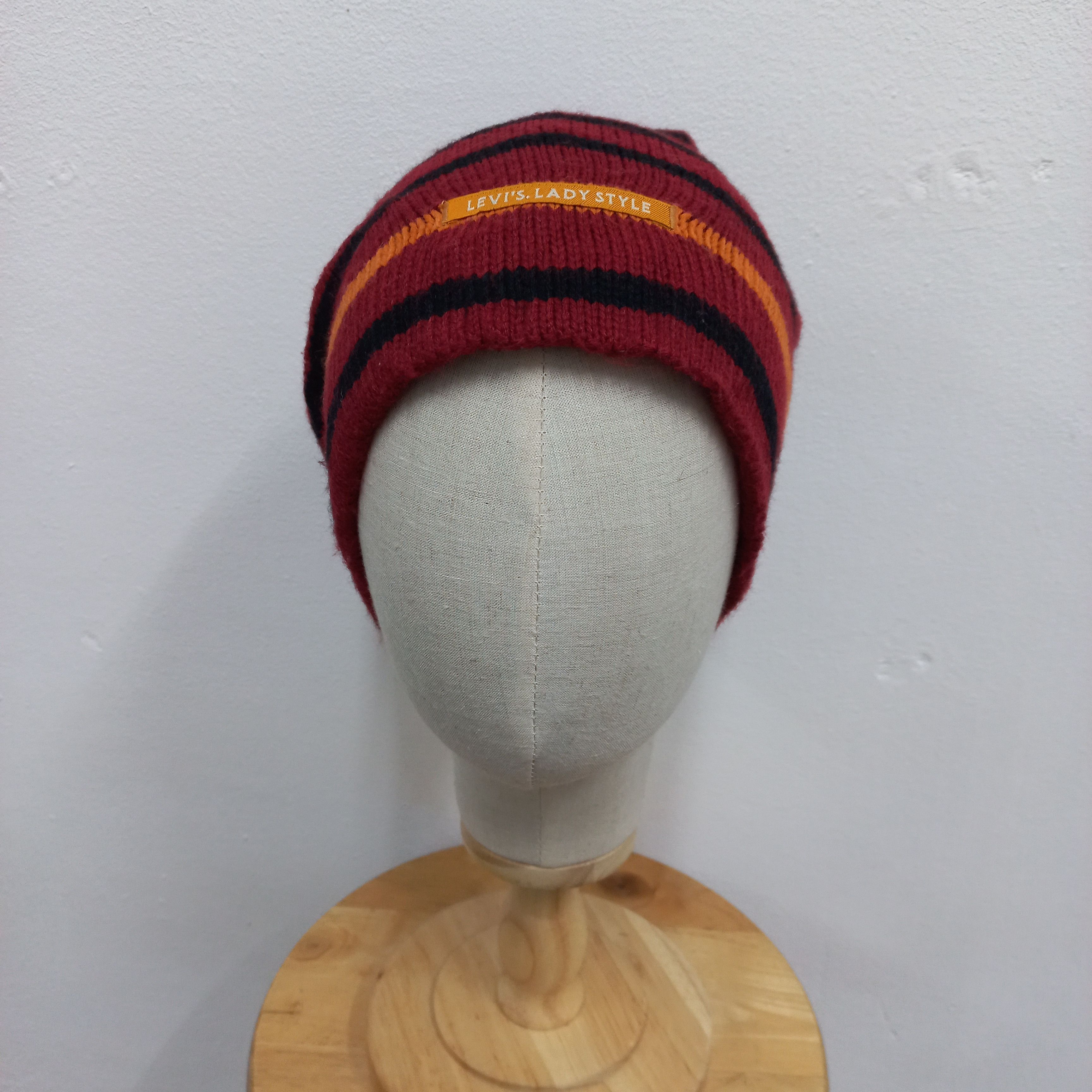 Levi's Vintage Clothing 💥Levis lady style by levis stripes pull on beanie hat Size ONE SIZE - 2 Thumbnail