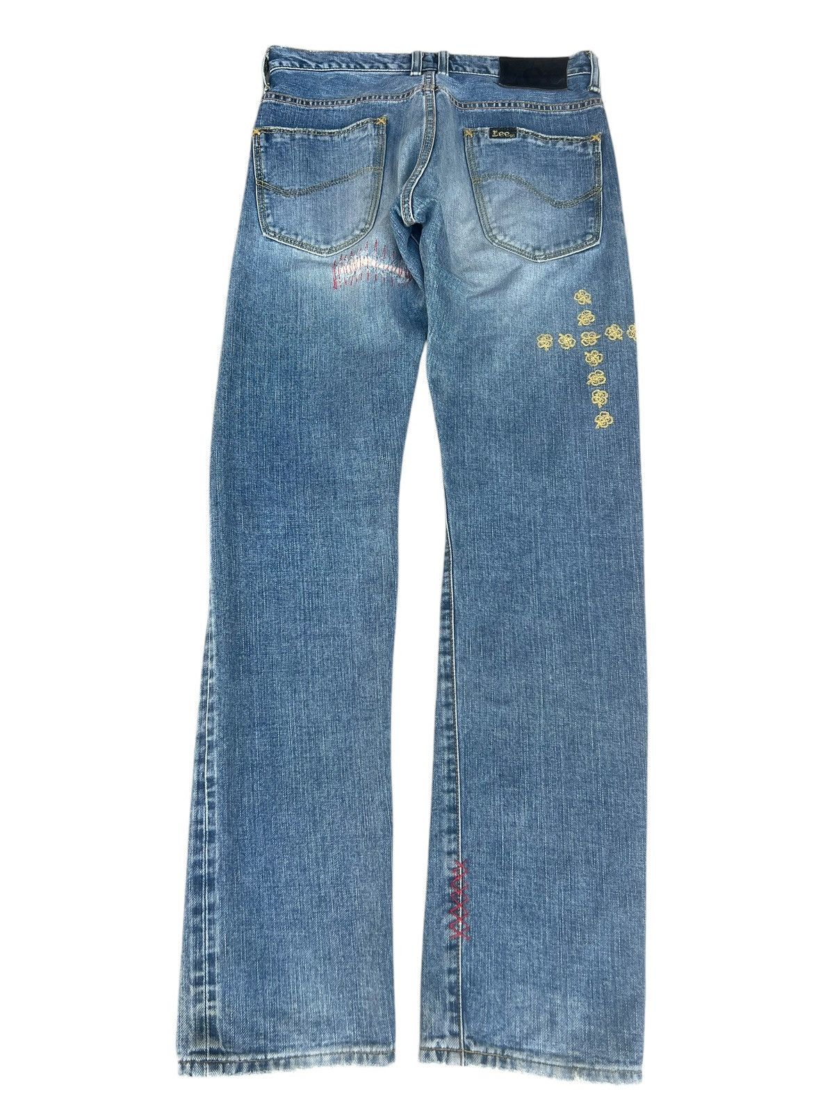 Lee Lee X TMT Japan Distress Embroidery Denim Selvedge Jeans Size US 29 - 13 Thumbnail