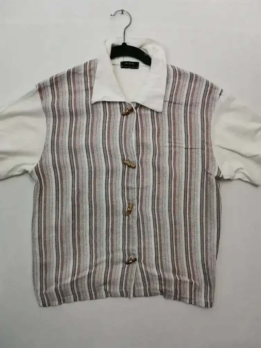 Vintage Vintage BG Sepia Stripe Shirt Size US M / EU 48-50 / 2 - 1 Thumbnail